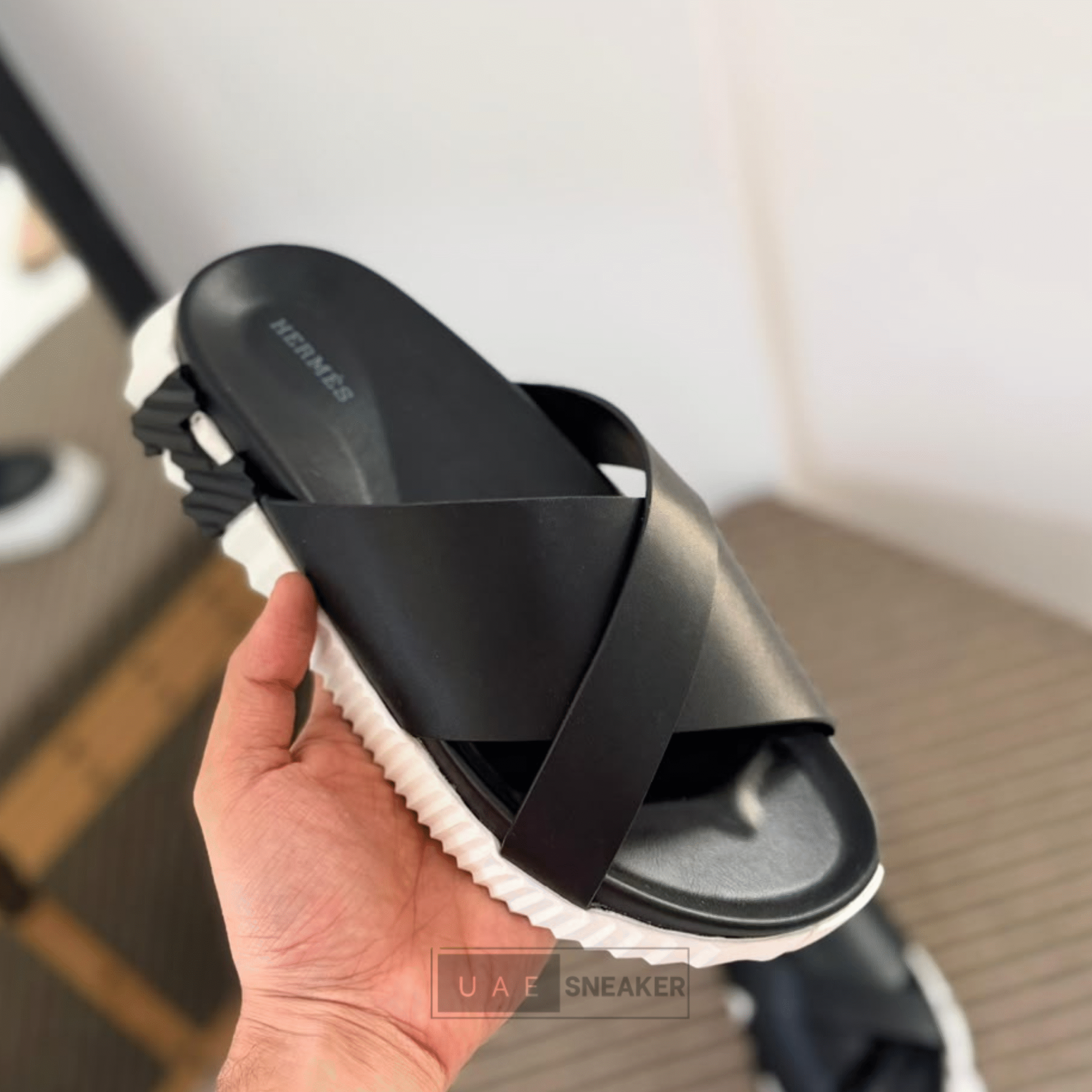 Hermes Infra Sandal Black White
