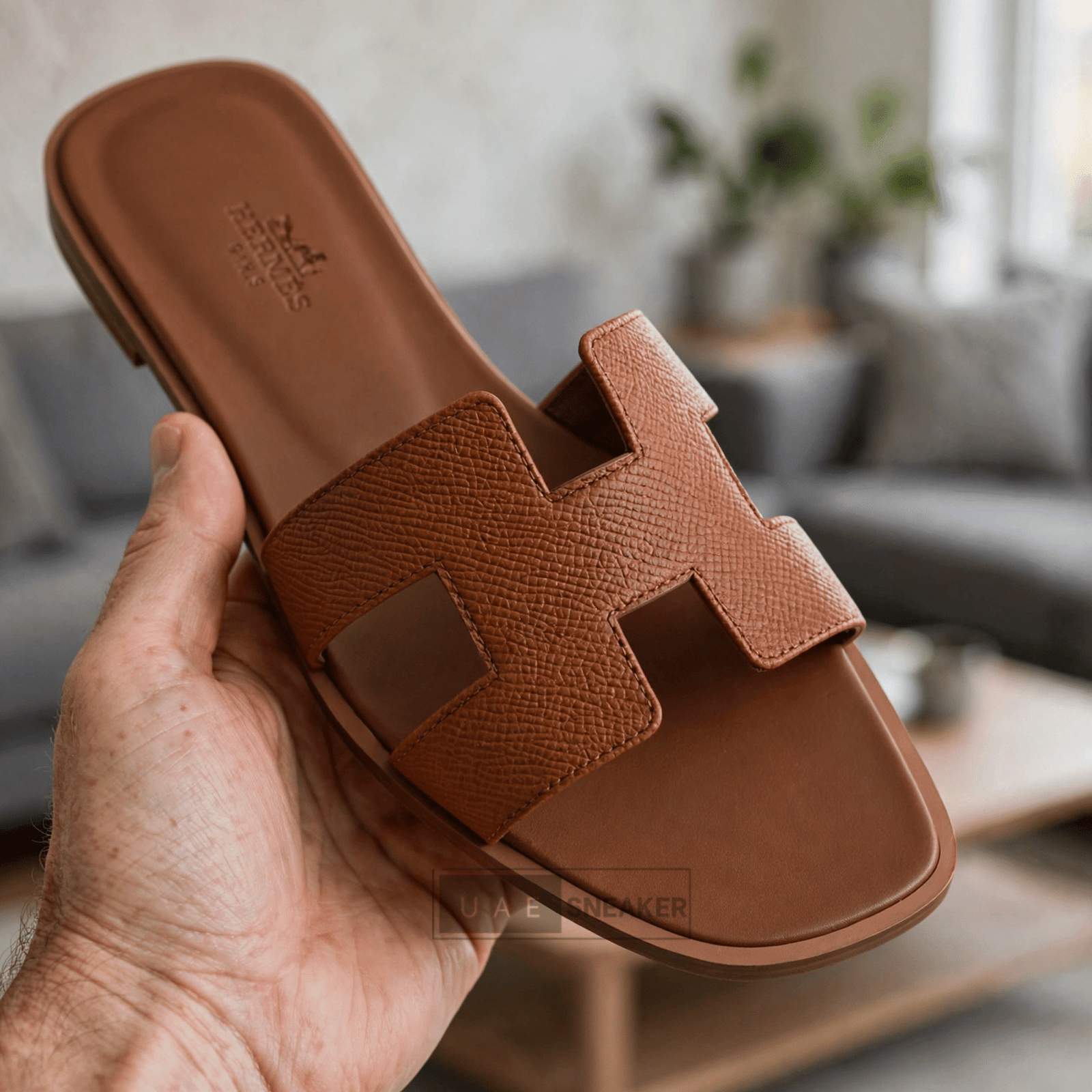 Hermes Oran Sandal Gold Brown