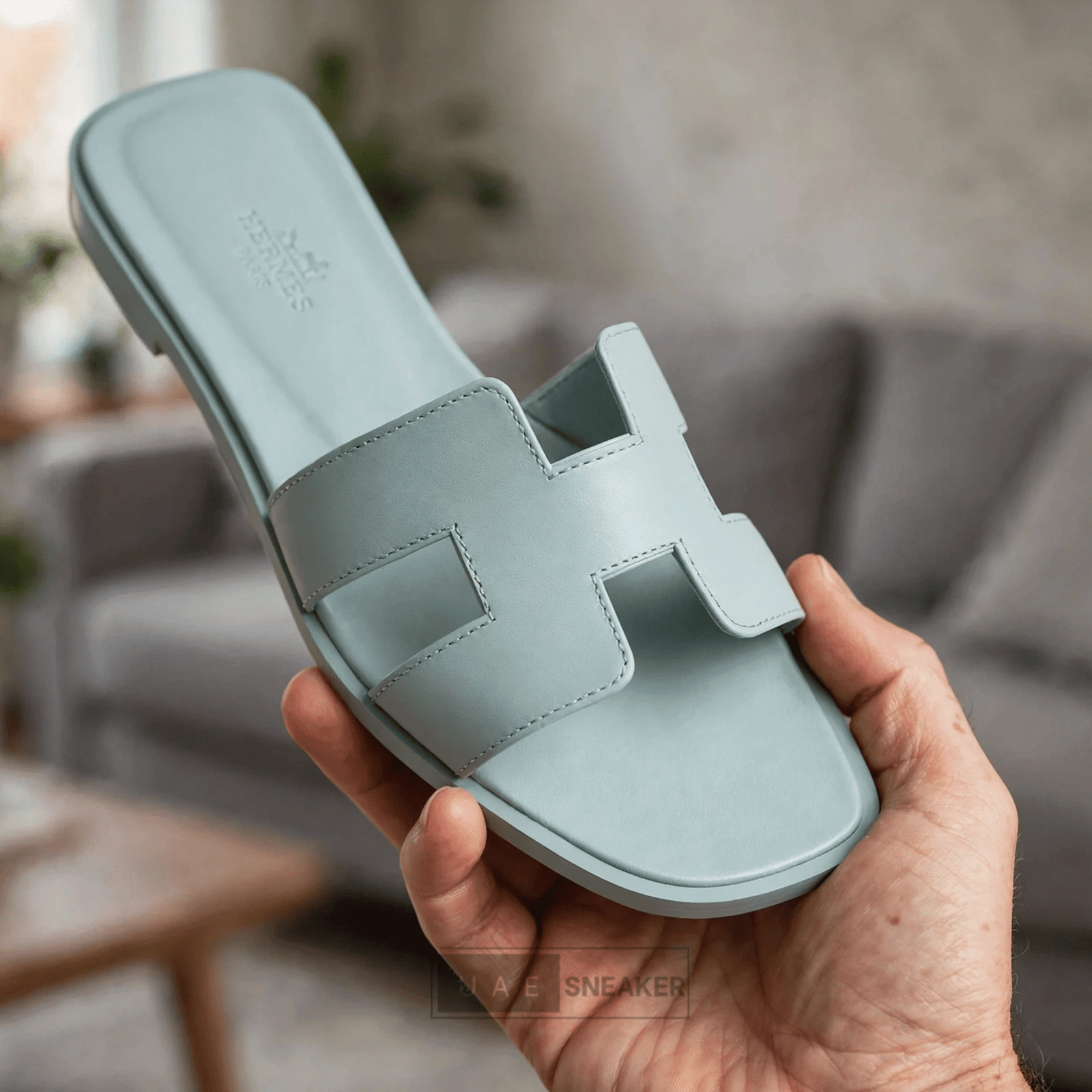 Hermes Oran Sandal Bleu Glacier