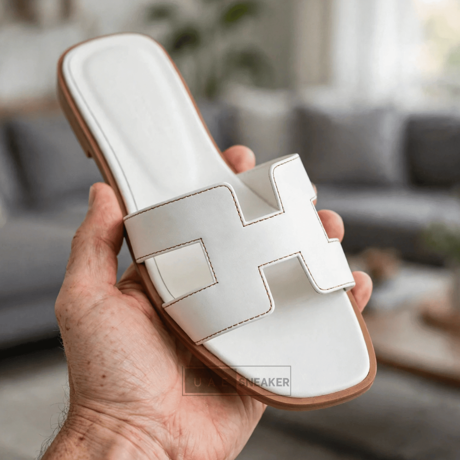 Hermes Oran Sandal White
