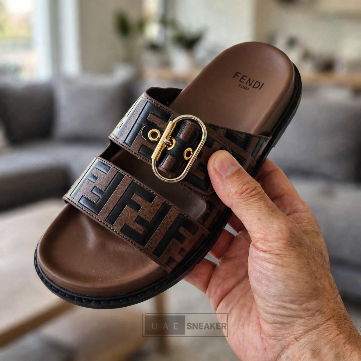 Fendi FF Logo Buckle Slide