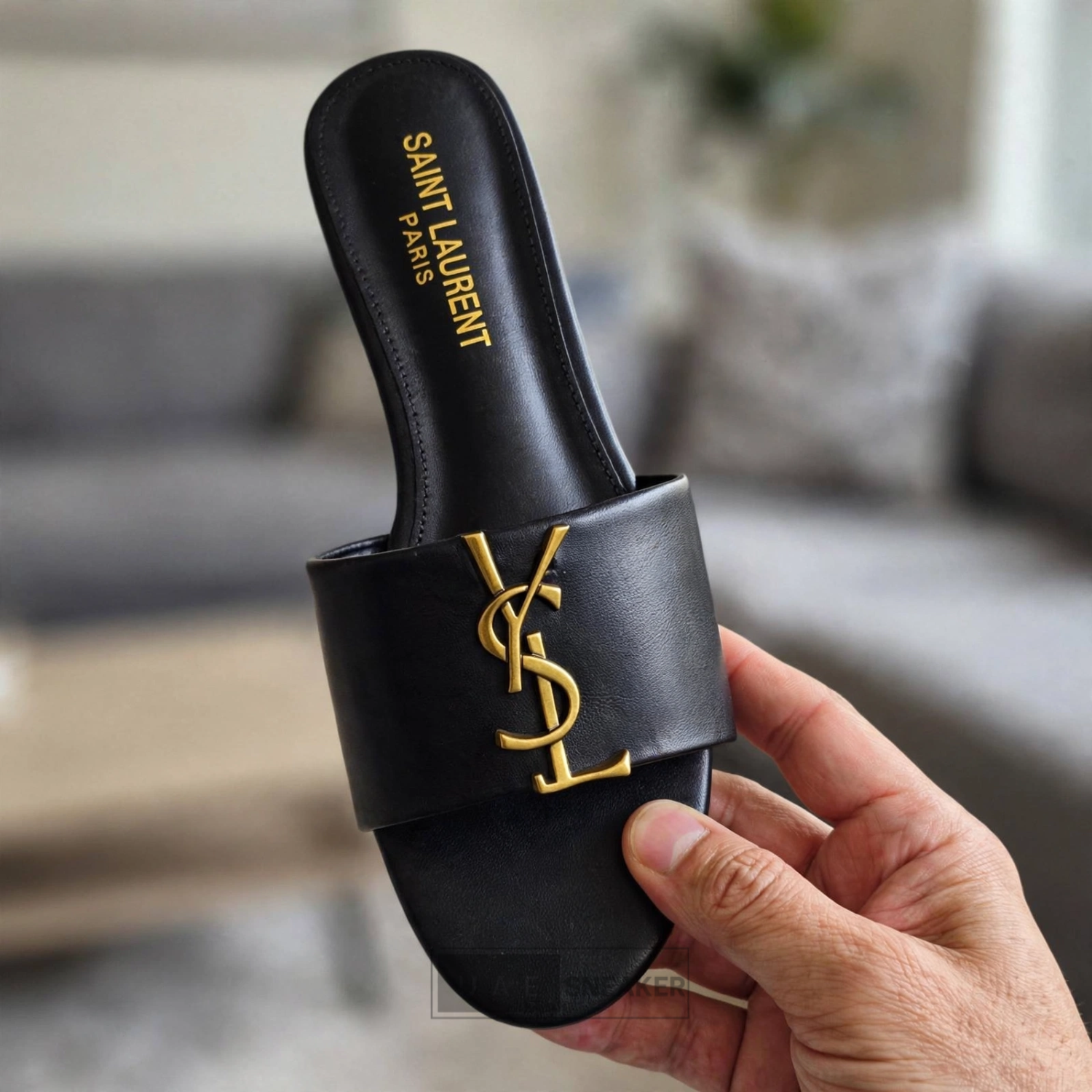 YSL Flat Black Leather