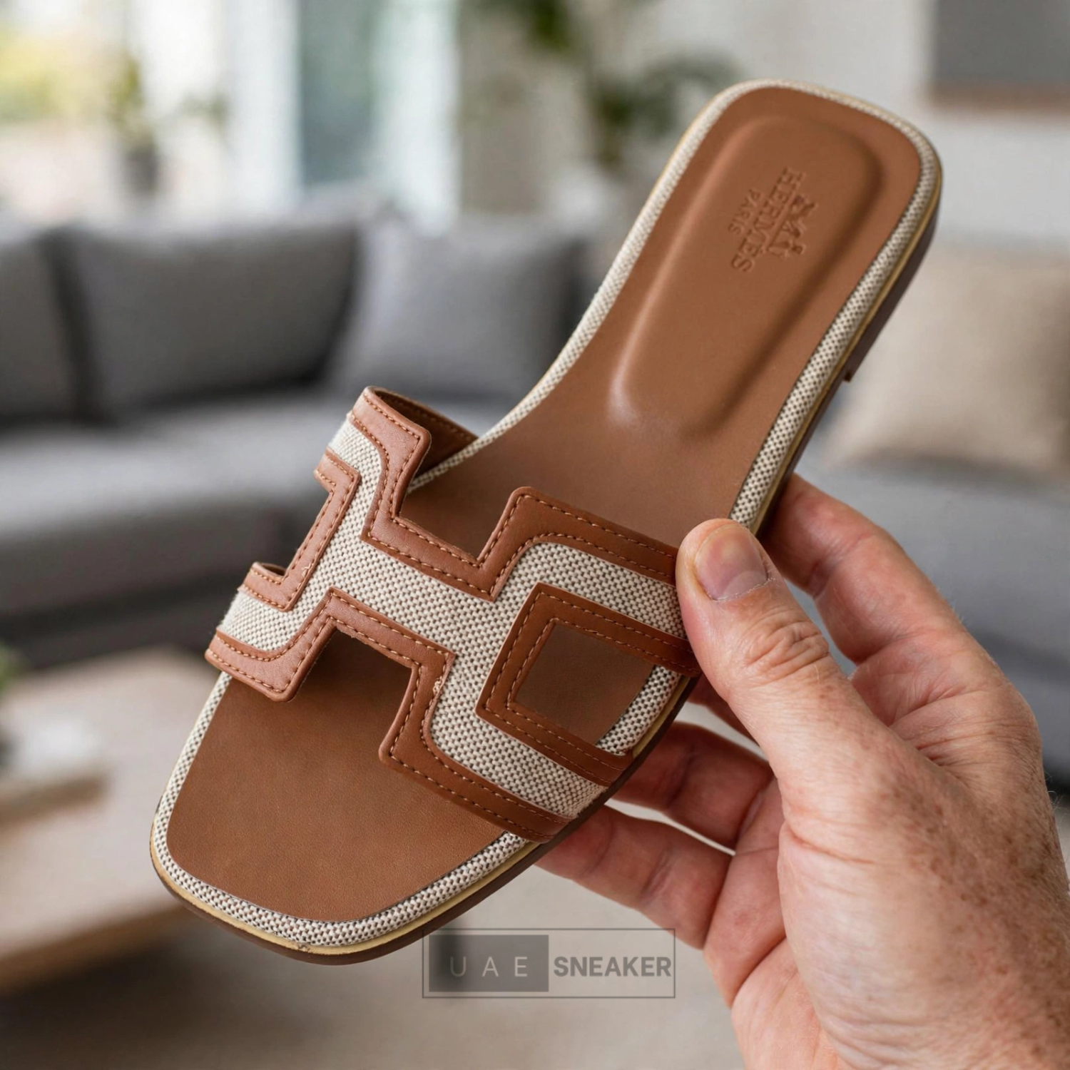 Hermès Oran Sandals Brown Grey