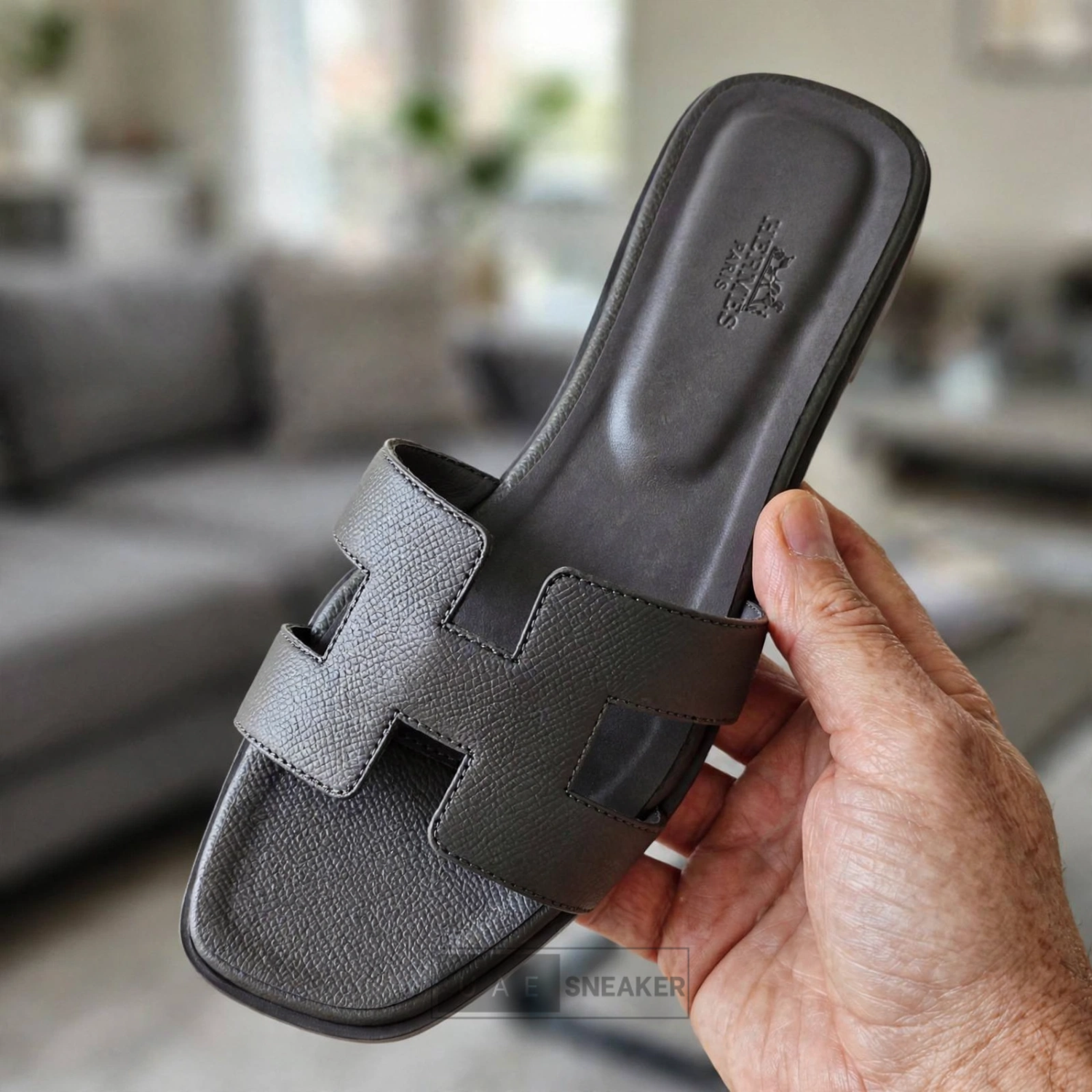 Hermès Oran Sandals Dark Grey