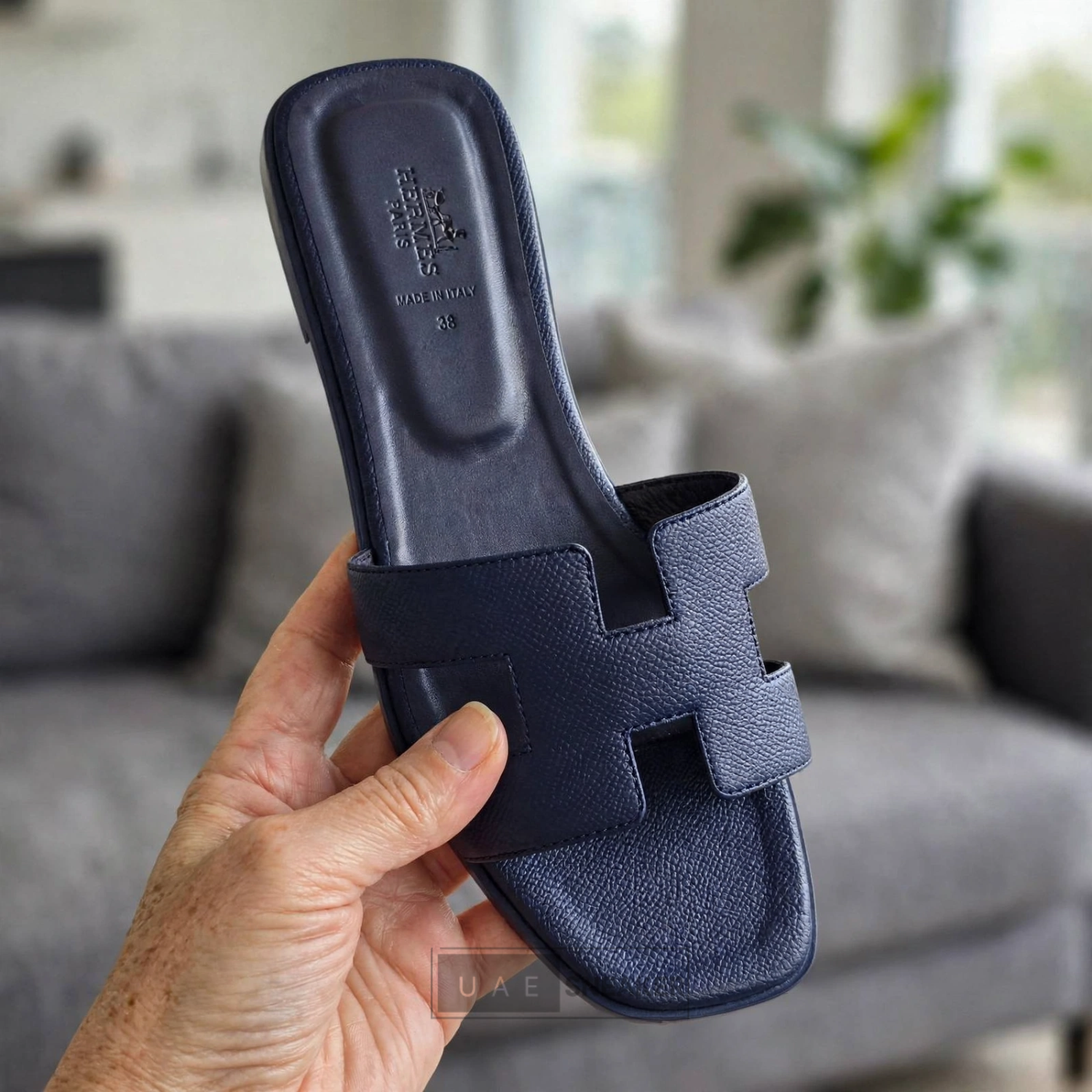 Hermès Oran Sandals Navy Blue