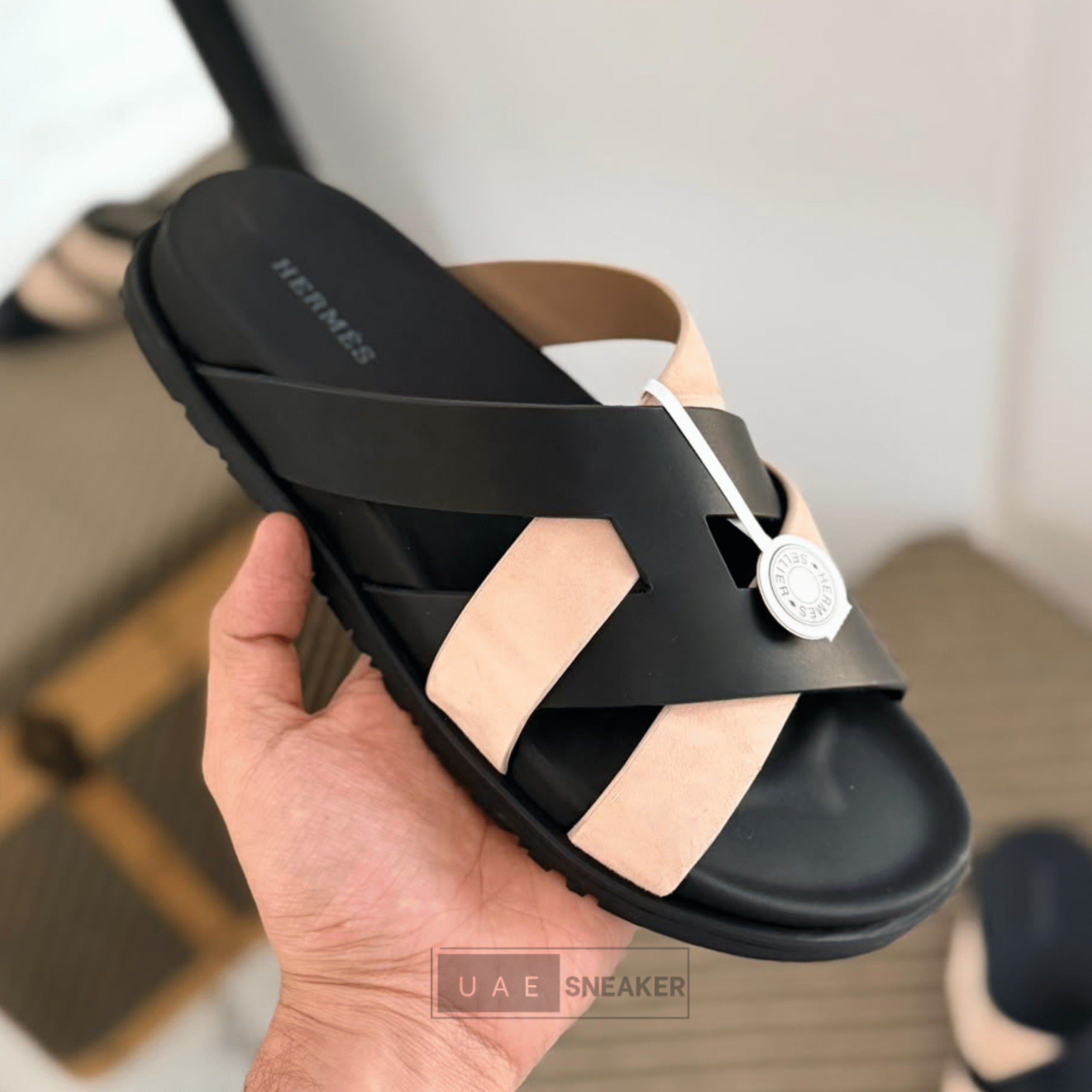 Hermes Kazimir Sandal Black Beige