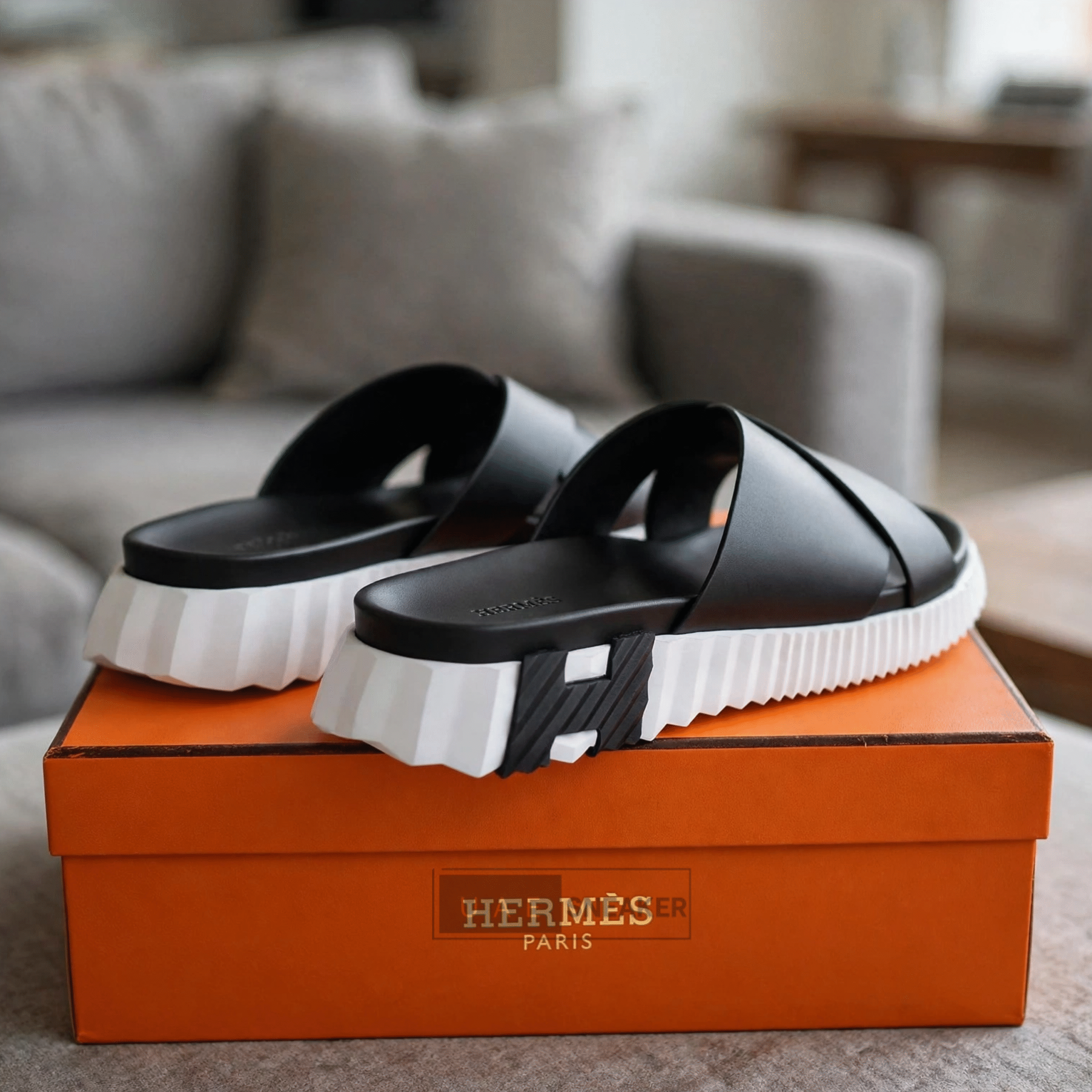 Hermes Infra Sandal Black White - Image 2
