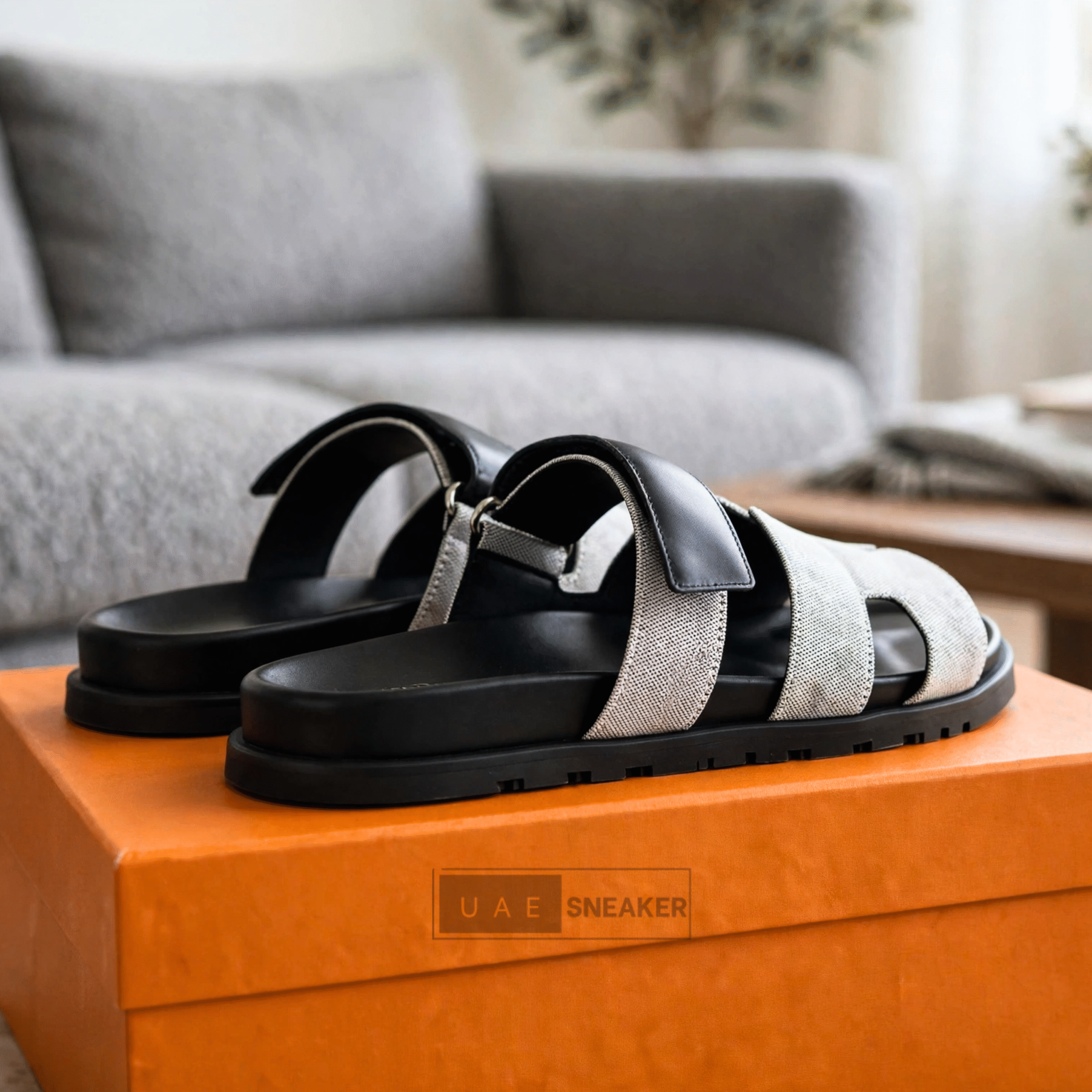Hermes Chypre Sandals Black White - Image 2