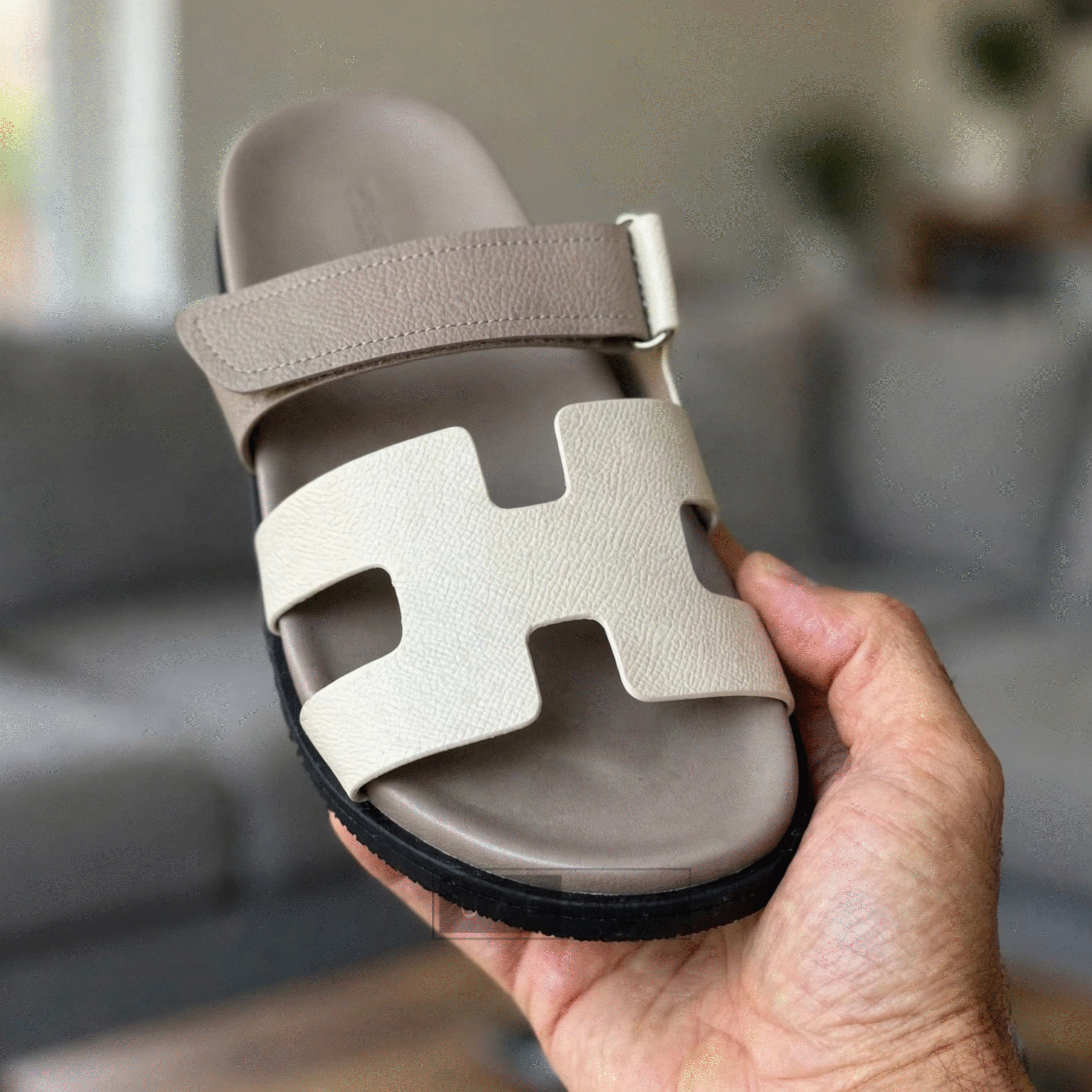 Hermes Chypre Sandals Beige Brown