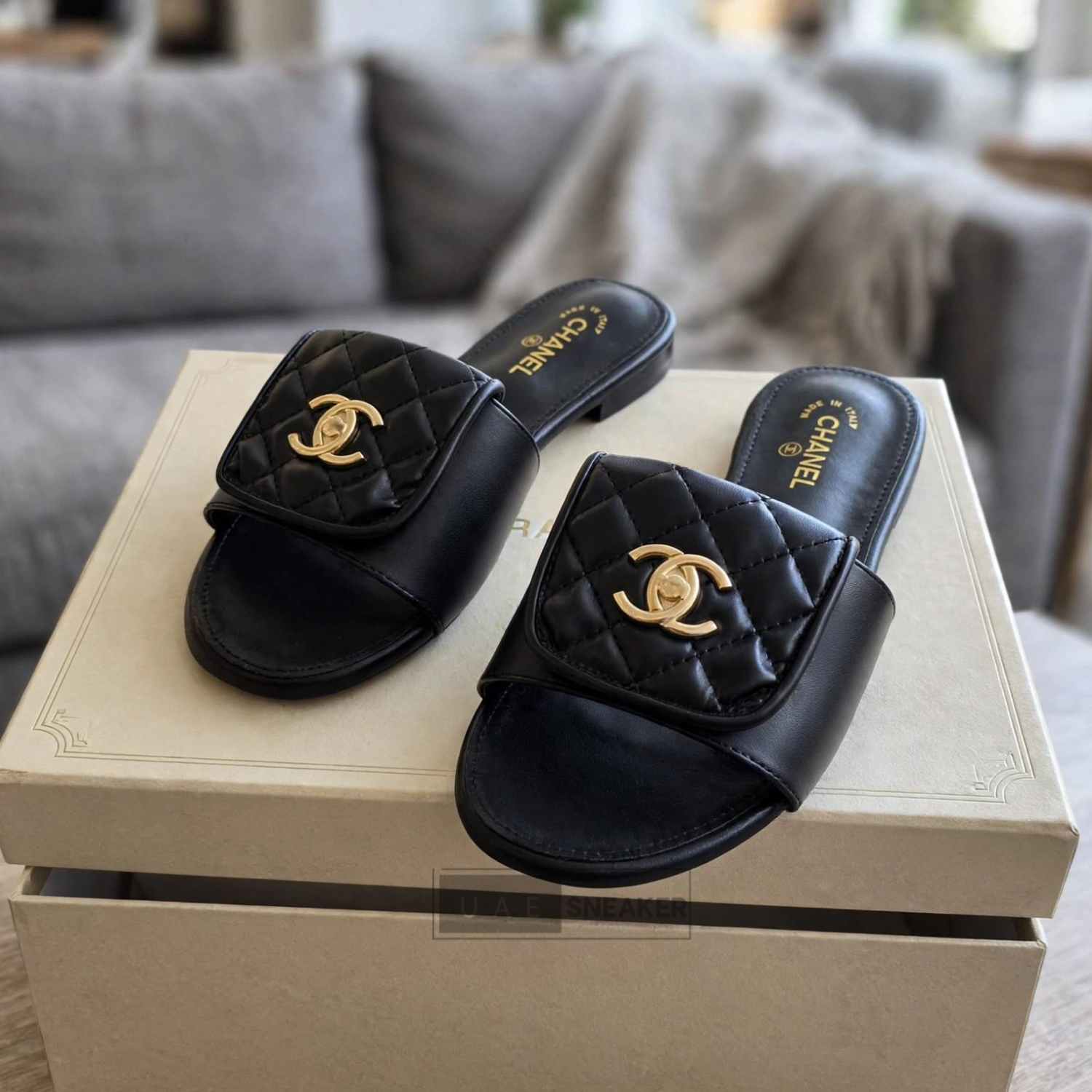 Chanel Lambskin Slides Black - Image 2
