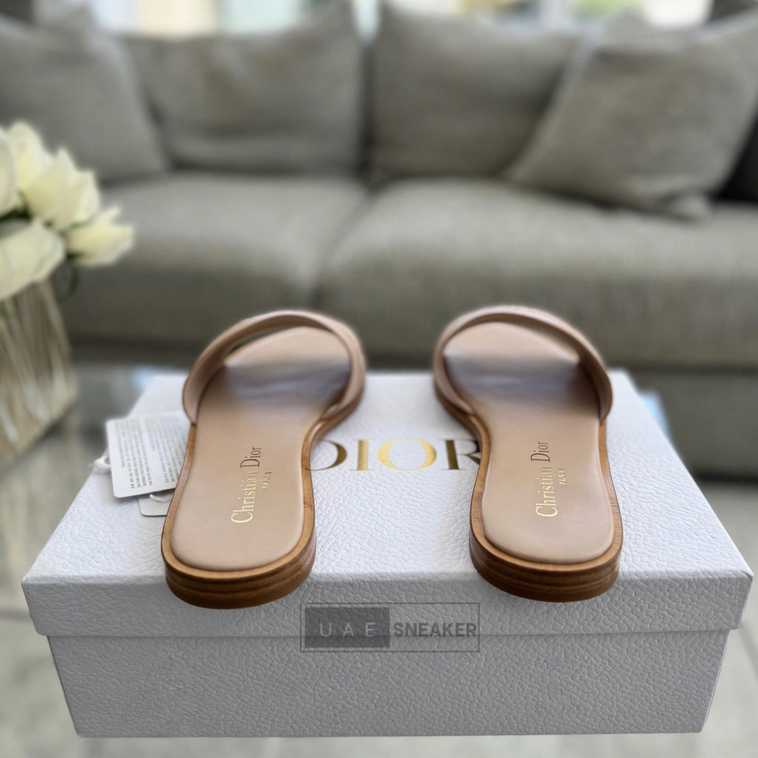 Christian Dior Dway Slides Cotton Beige - Image 3