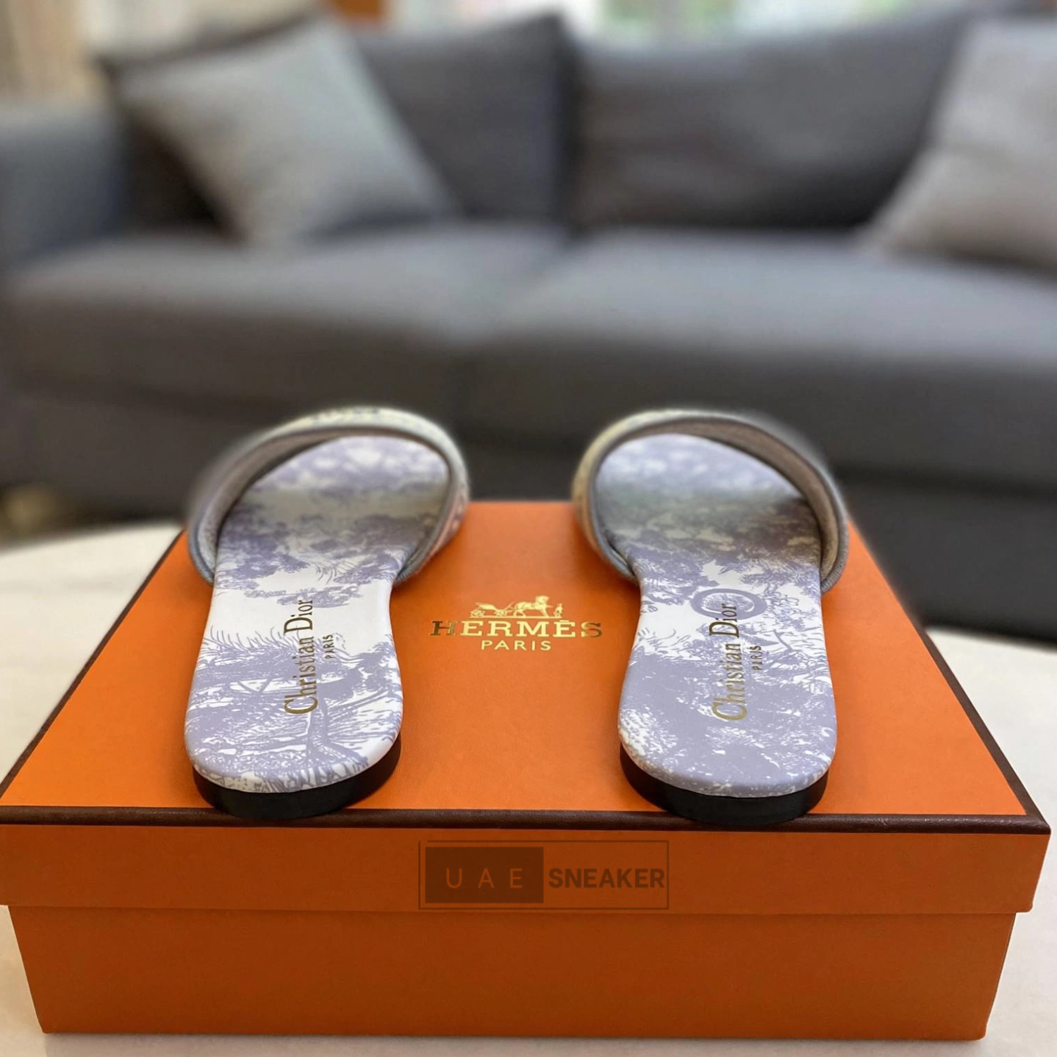 Christian Dior Dway Slides Grey Toile - Image 2