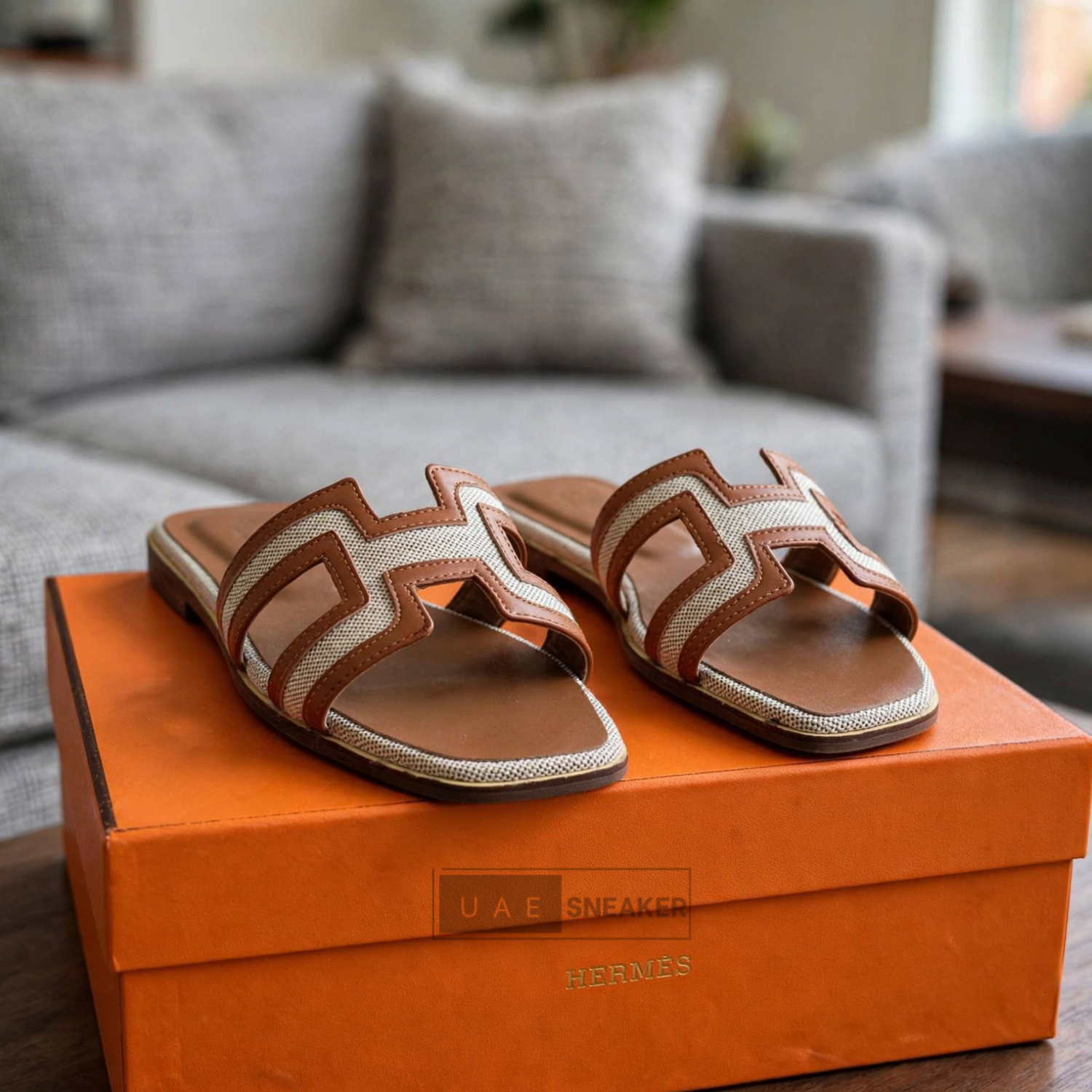 Hermès Oran Sandals Brown Grey - Image 2