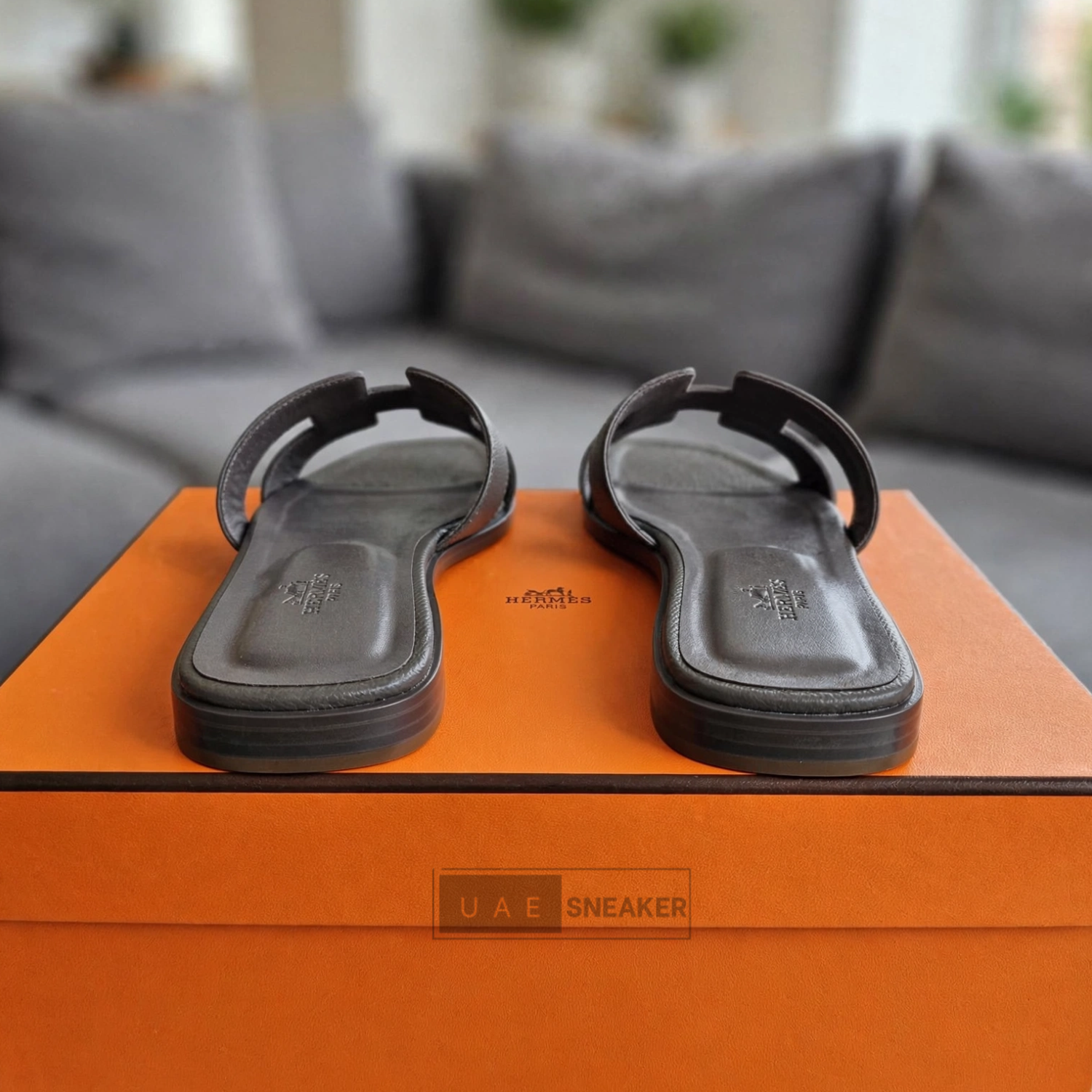 Hermès Oran Sandals Dark Grey - Image 2