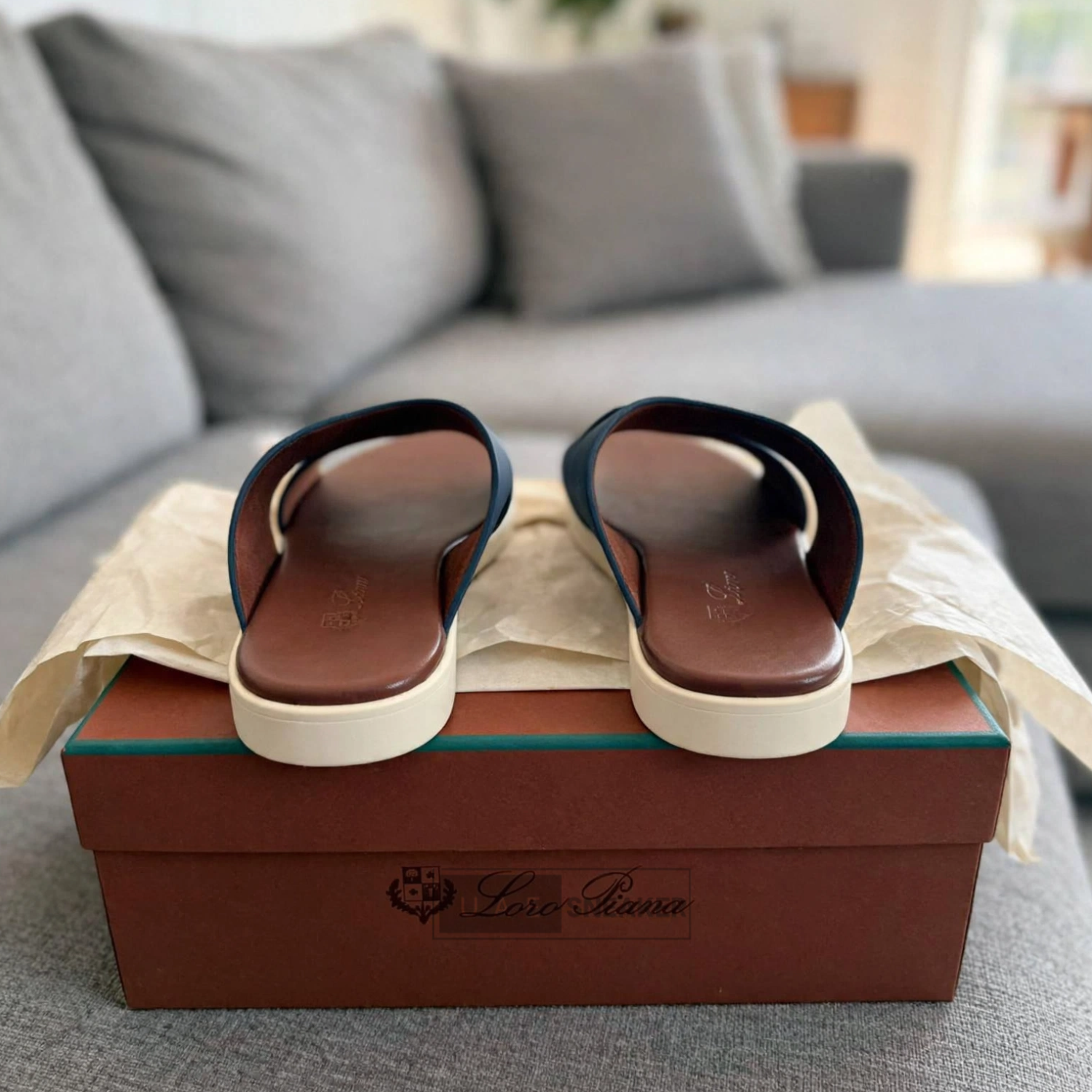 Loro Piana Palm Sandals Blue - Image 2