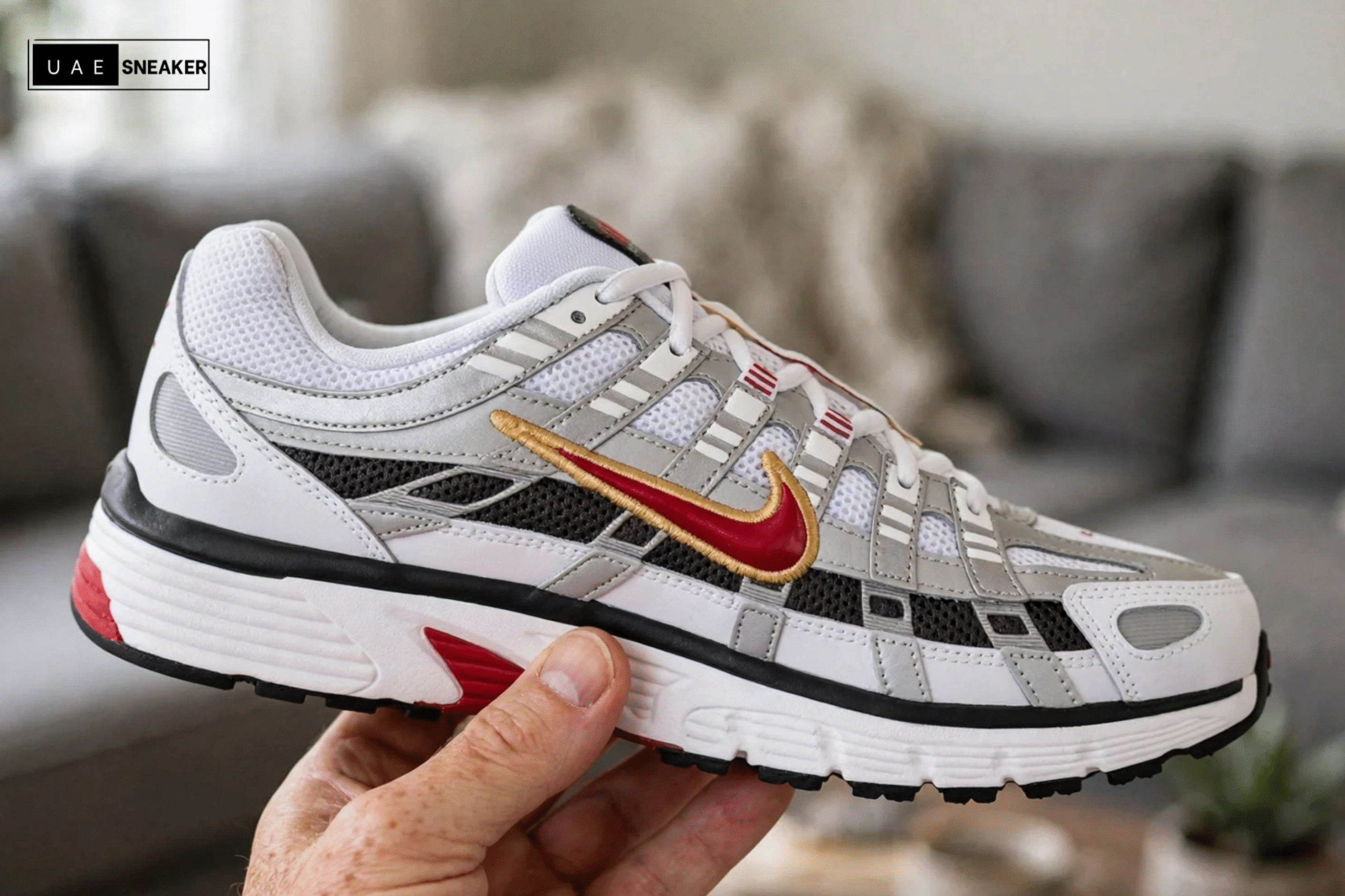 NIKE P-6000 Platinum Varsity Red - Image 2