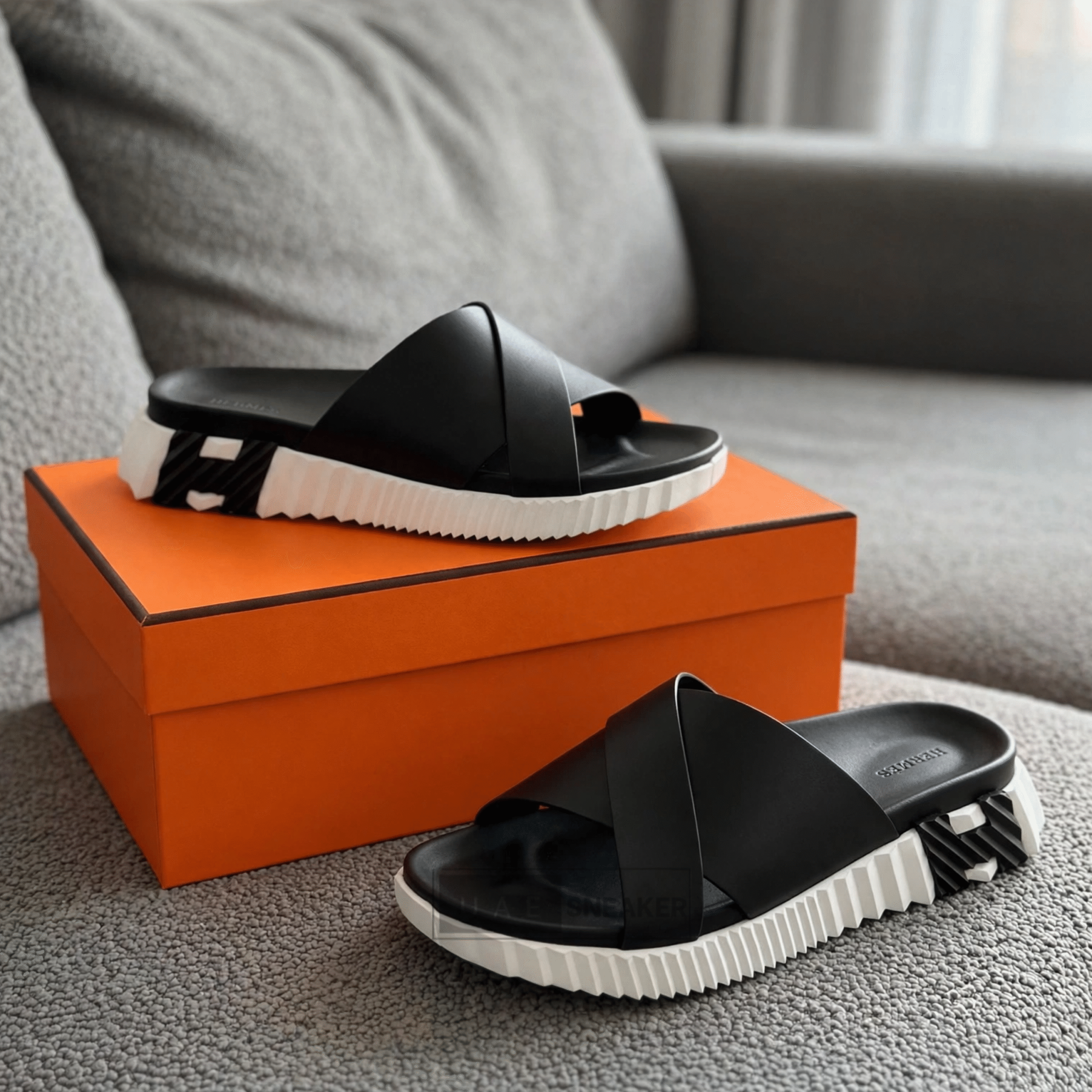 Hermes Infra Sandal Black White - Image 3