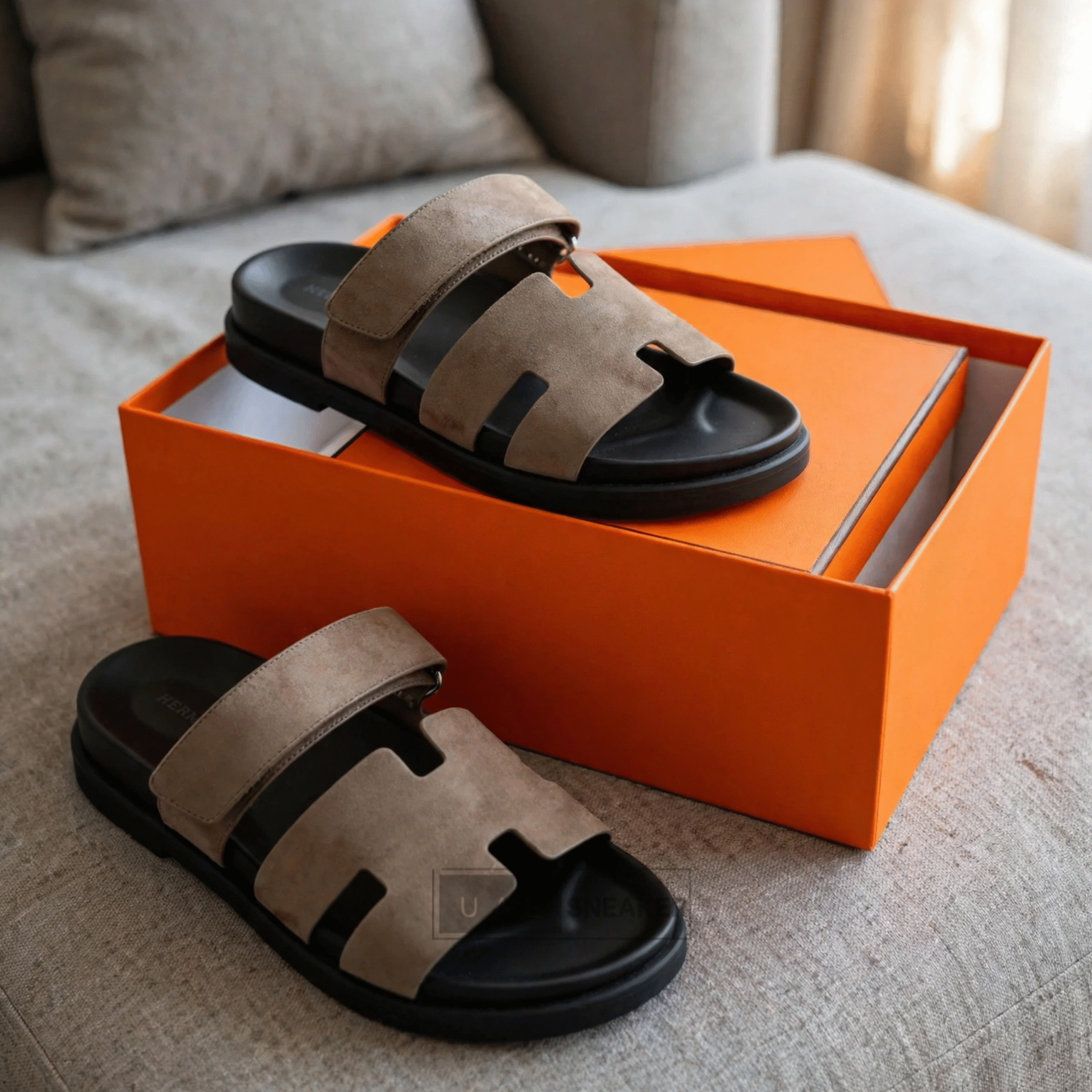 Hermes Chypre Sandals Black Biege - Image 3