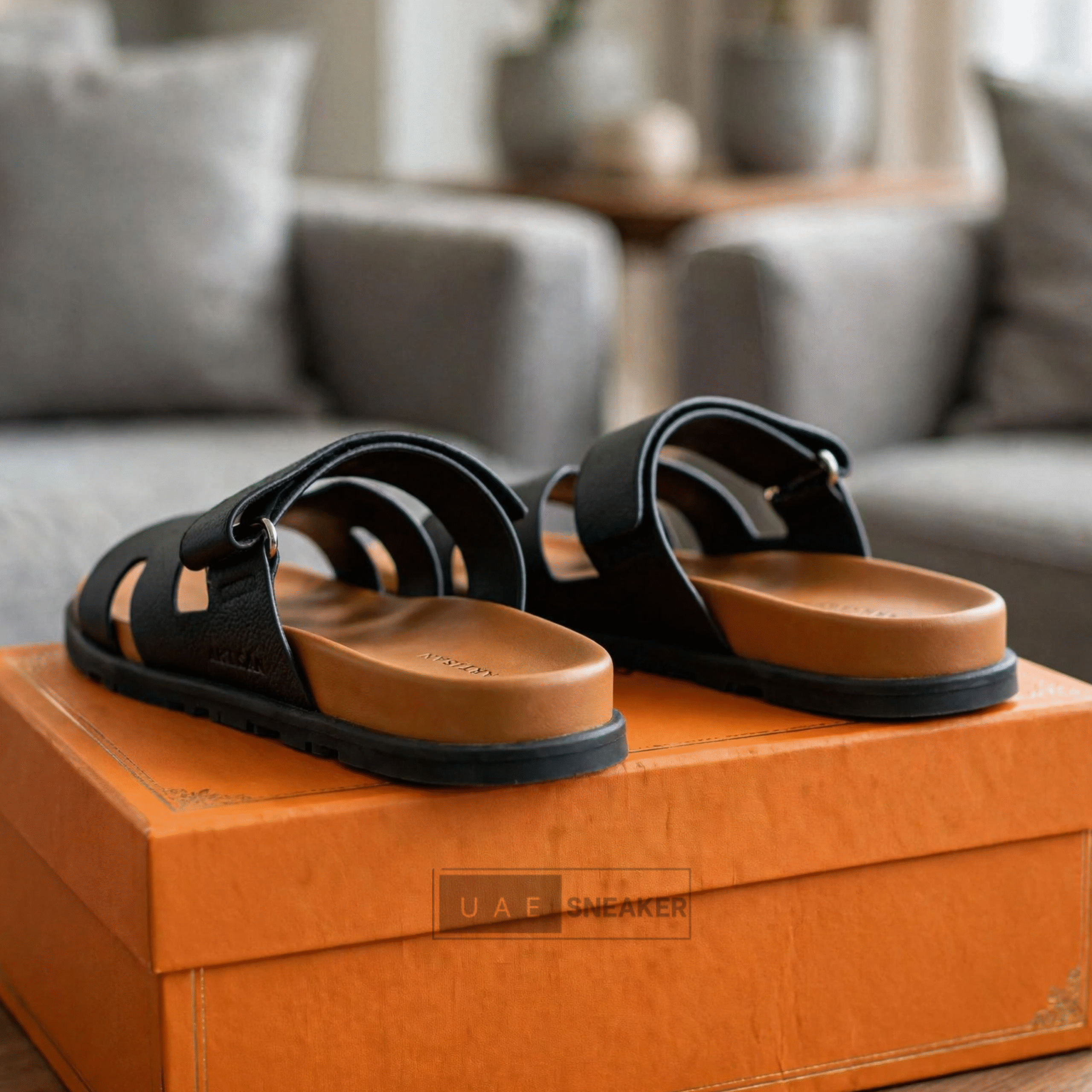 Hermes Chypre Sandals Black Grained - Image 2