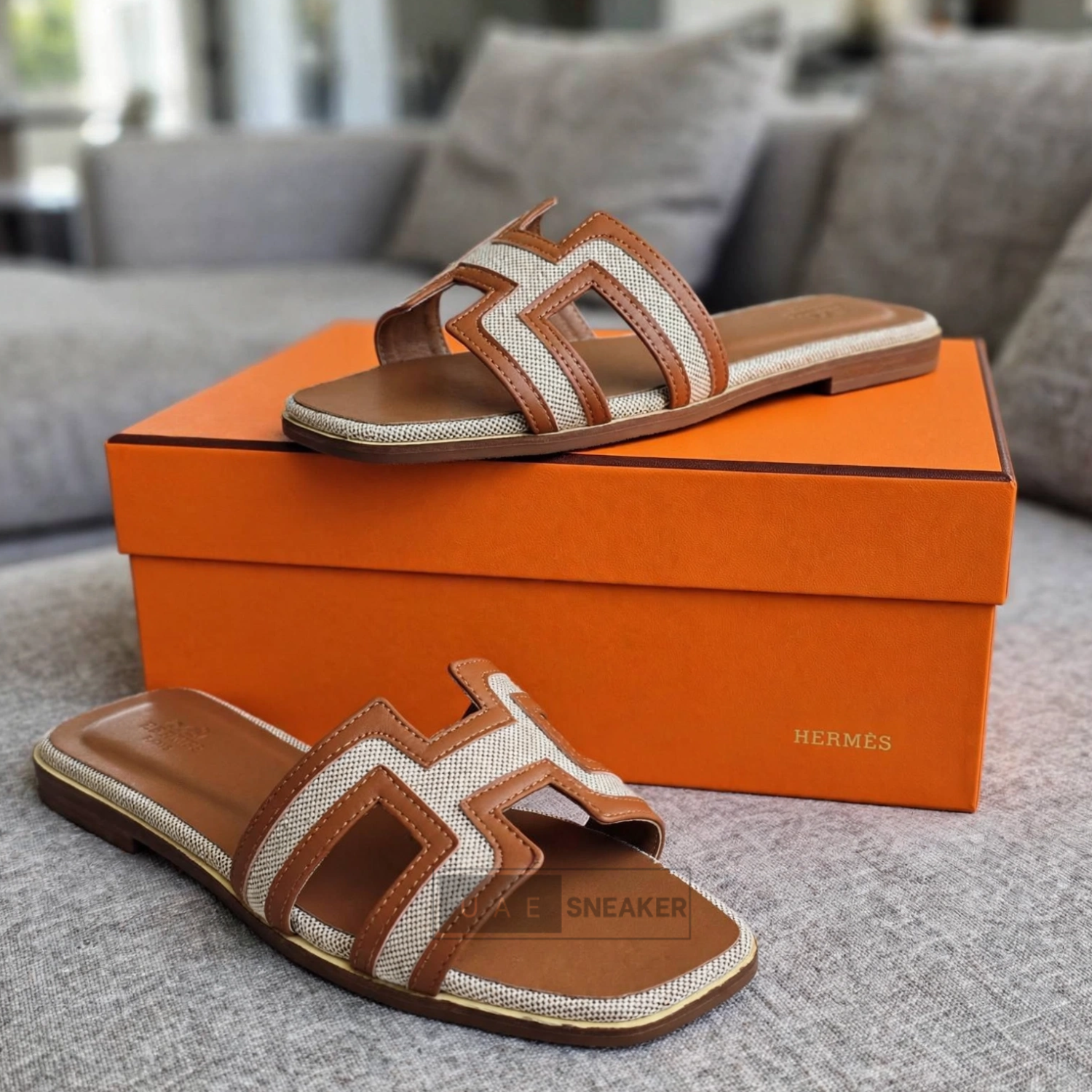 Hermès Oran Sandals Brown Grey - Image 3