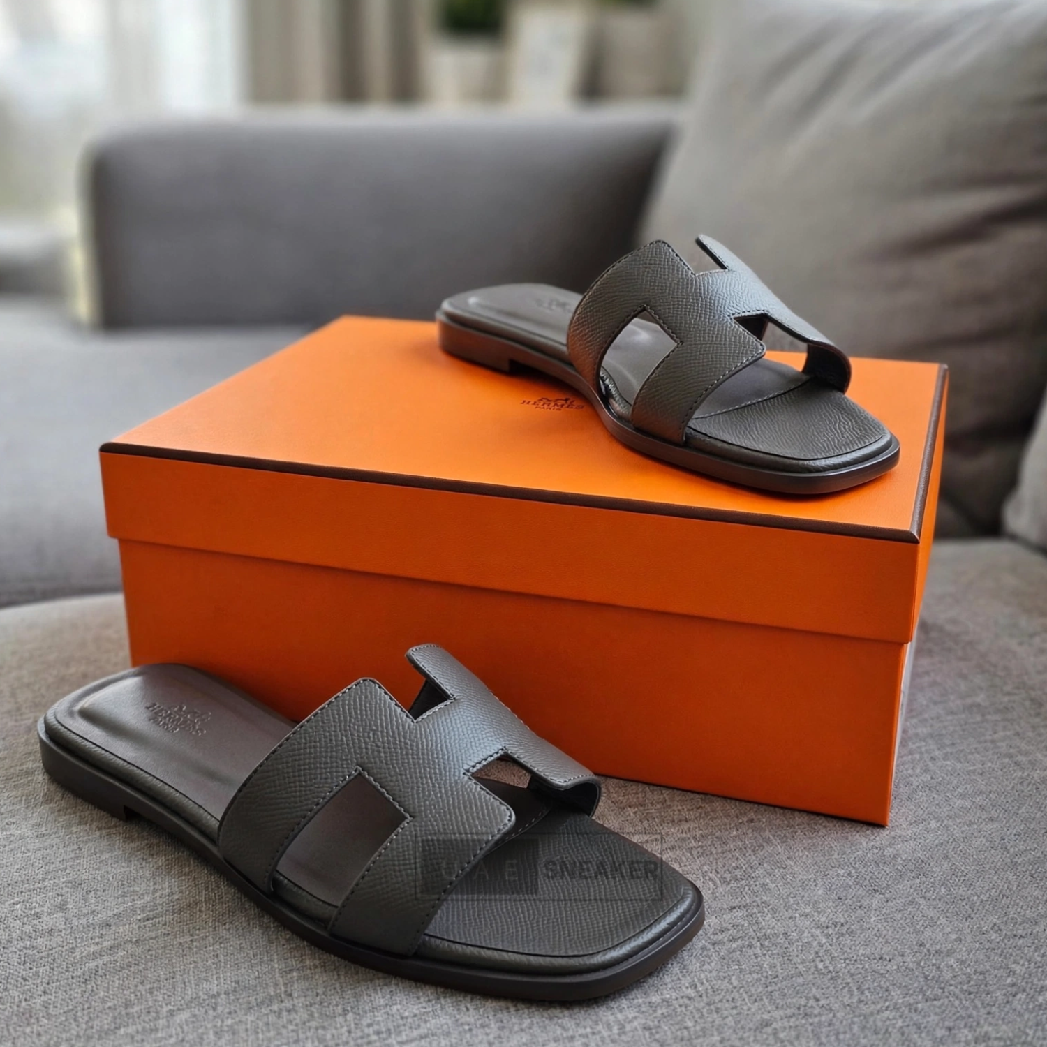 Hermès Oran Sandals Dark Grey - Image 3