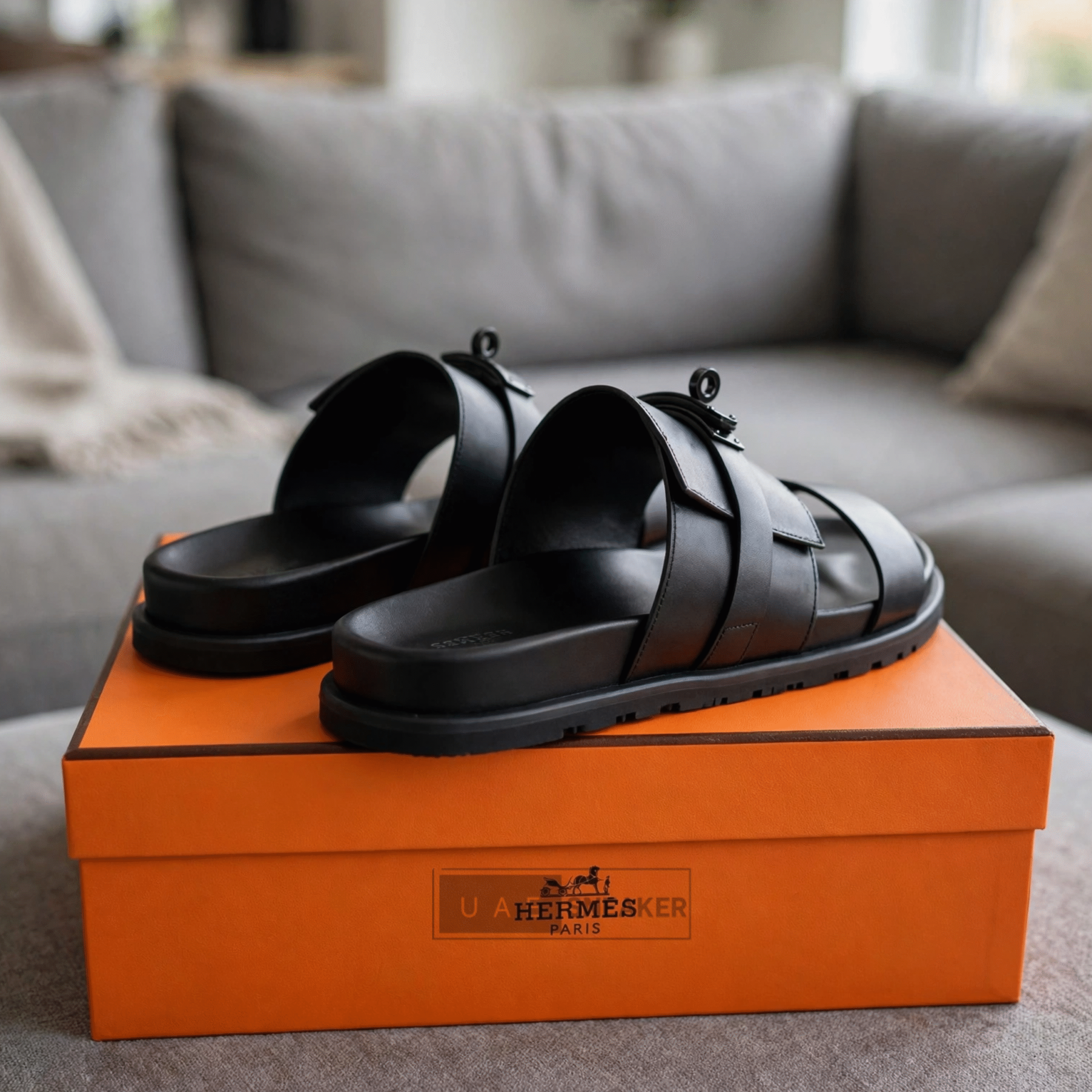 Hermes Jackson Sandal Black Calfskin - Image 3