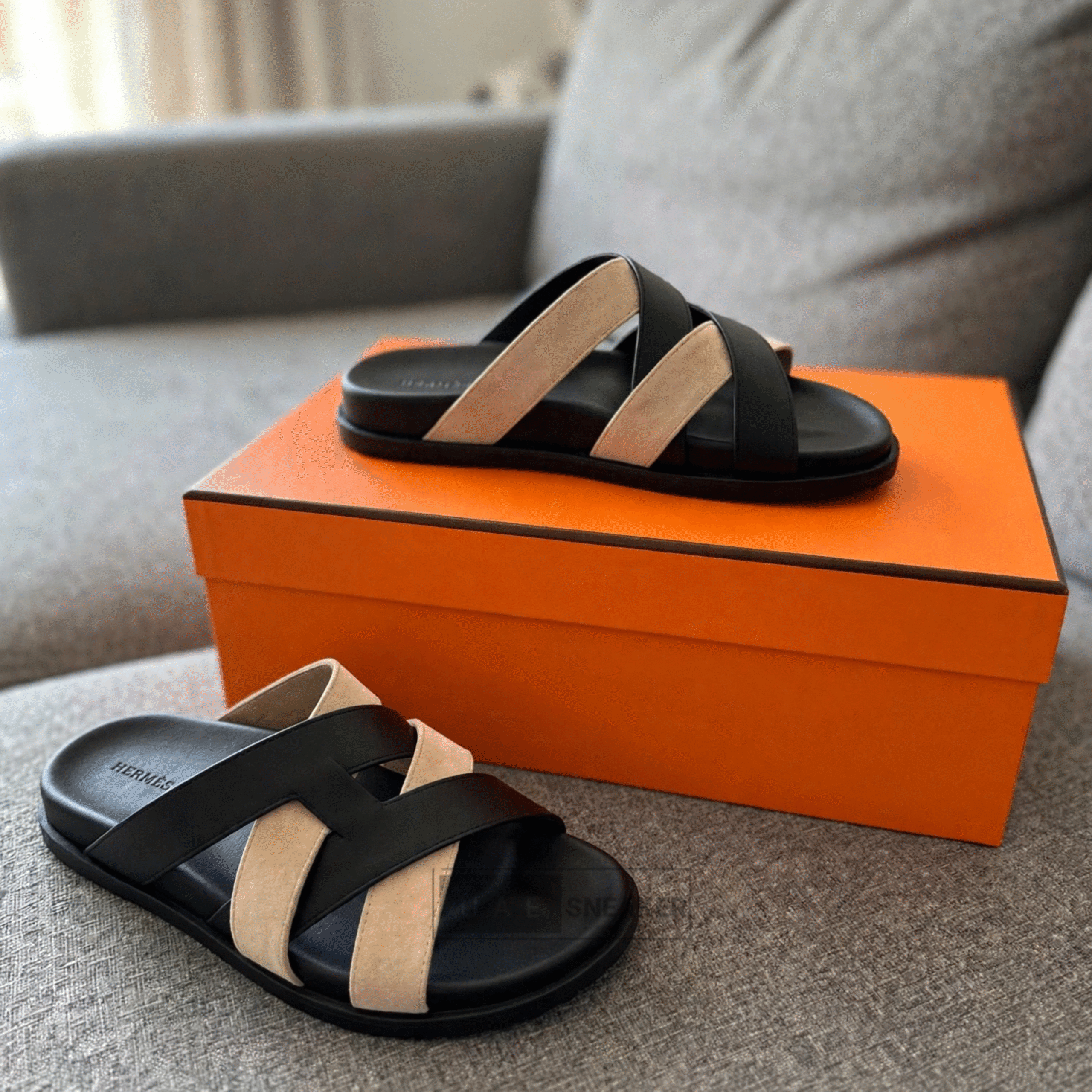 Hermes Kazimir Sandal Black Beige - Image 3