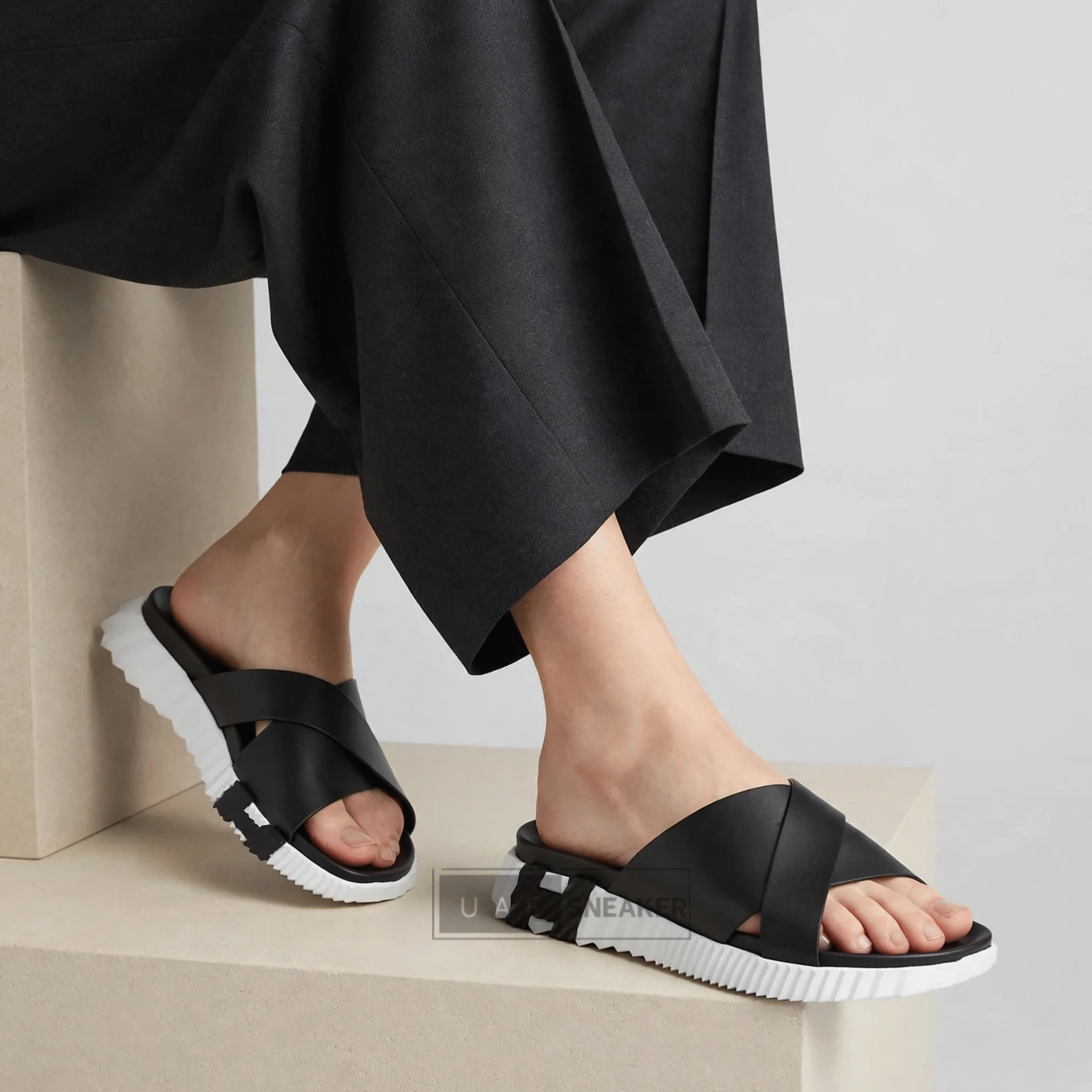 Hermes Infra Sandal Black White - Image 4