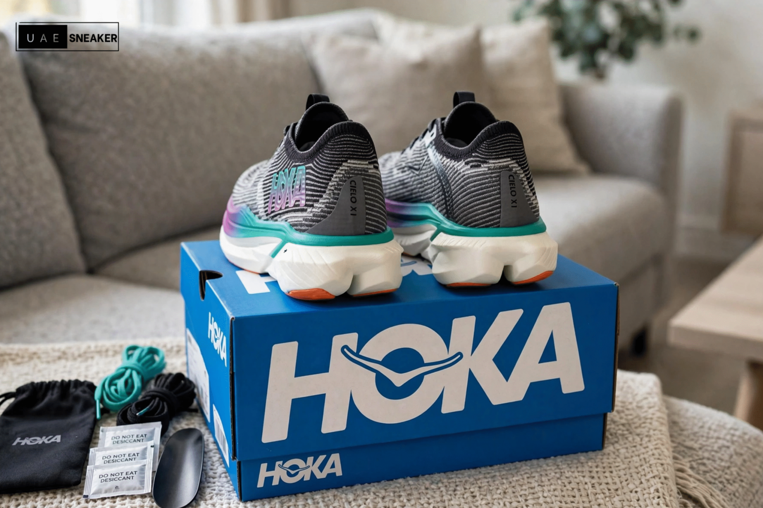 Hoka One One Cielo X1 Black Electric Aqua - Image 4