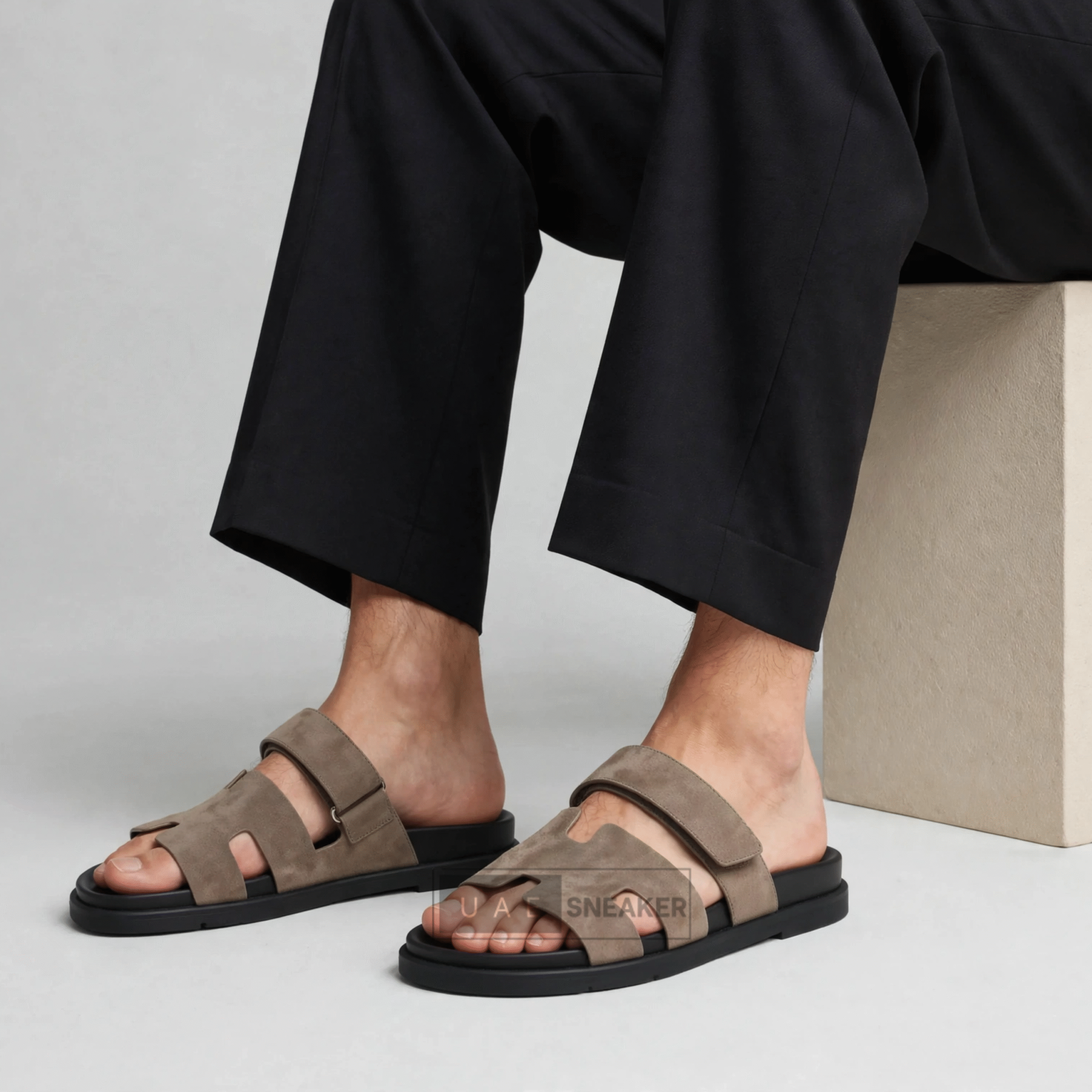 Hermes Chypre Sandals Black Biege - Image 4