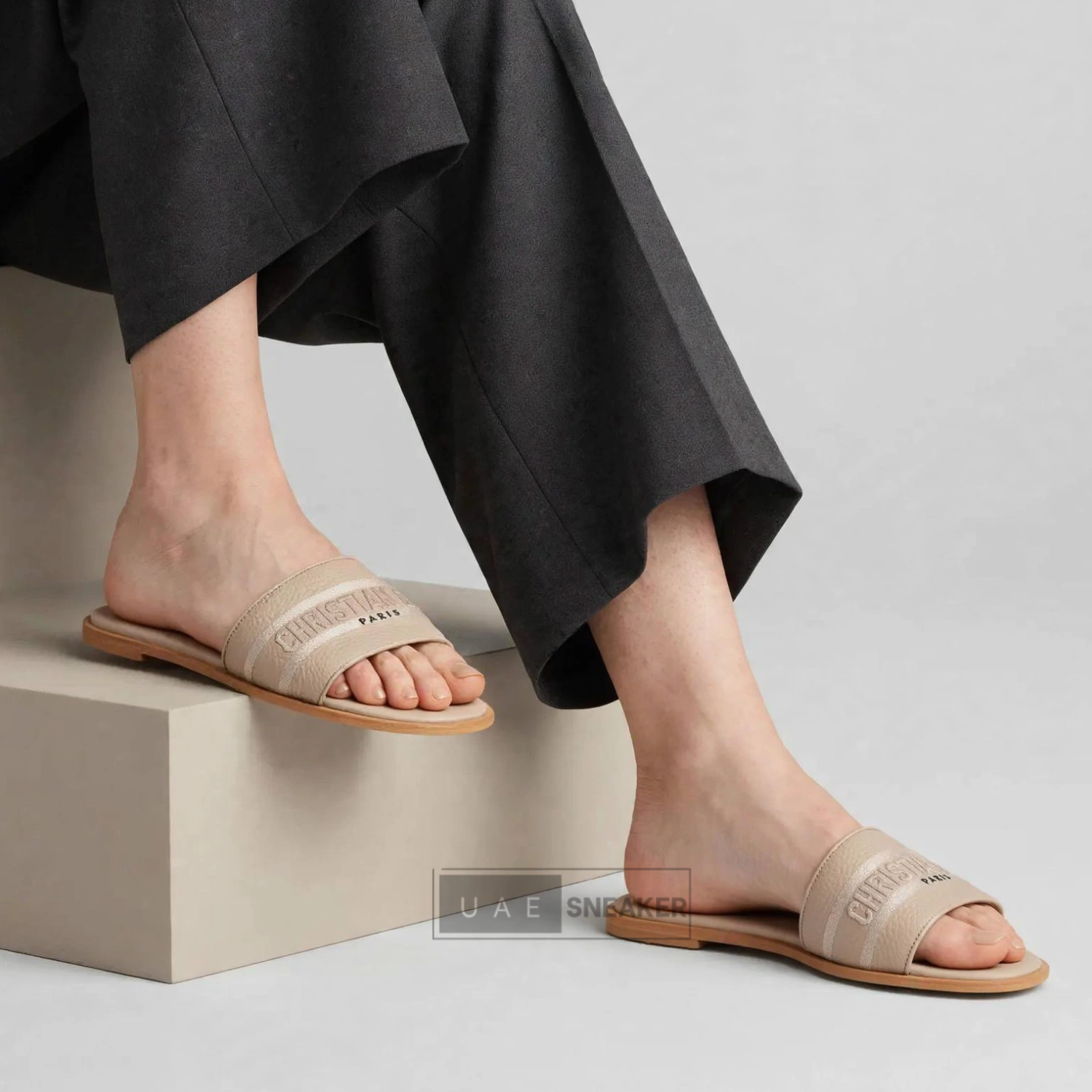 Christian Dior Dway Slides Cotton Beige - Image 5