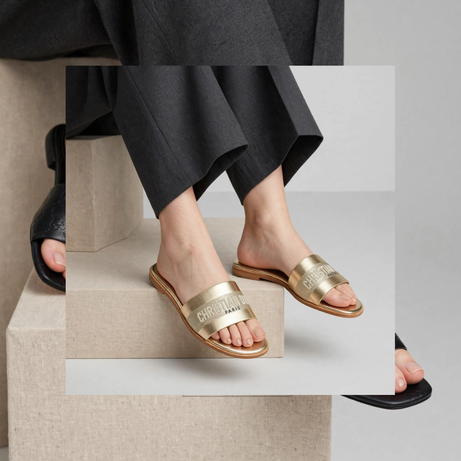 Christian Dior Dway Slides Gold - Image 5