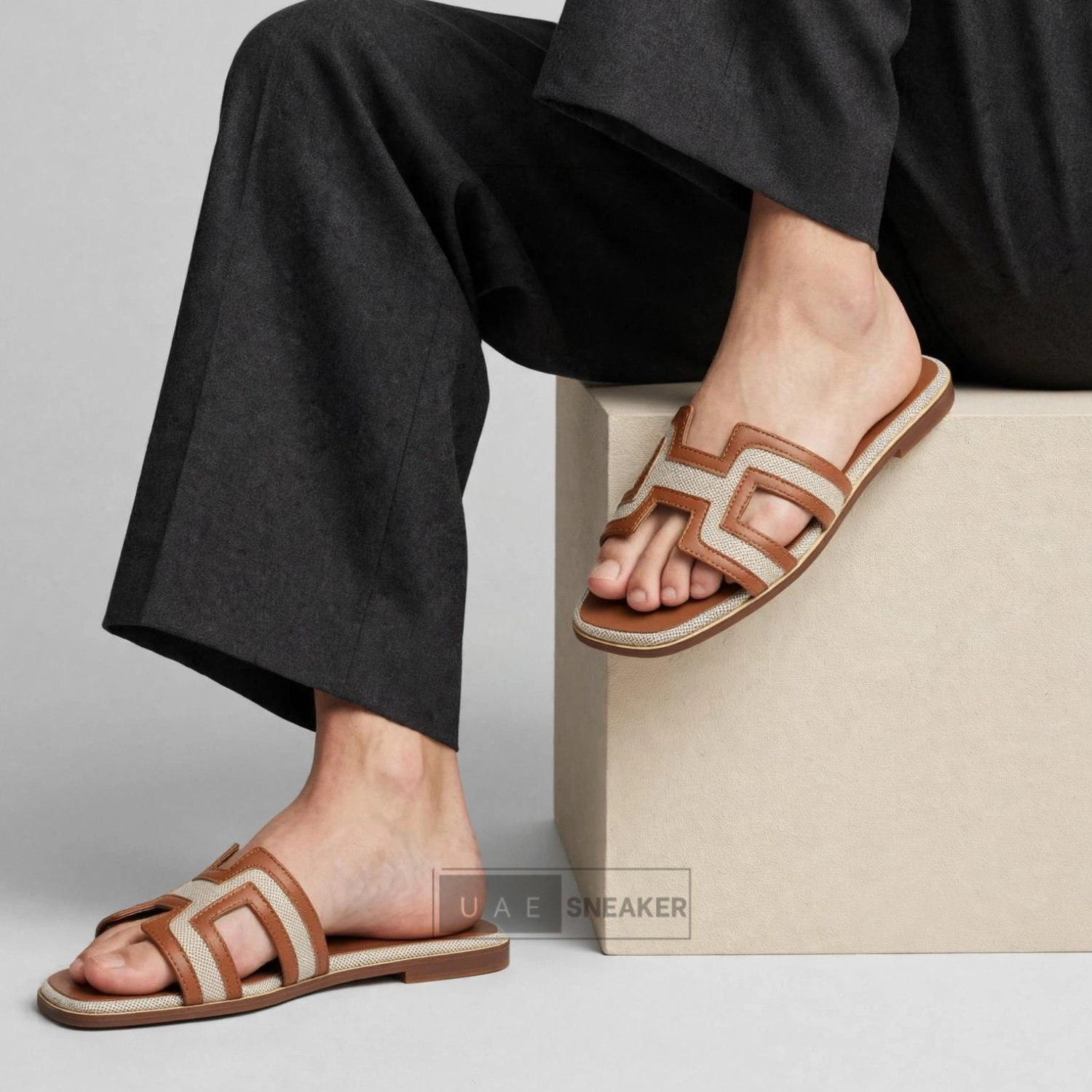 Hermès Oran Sandals Brown Grey - Image 4