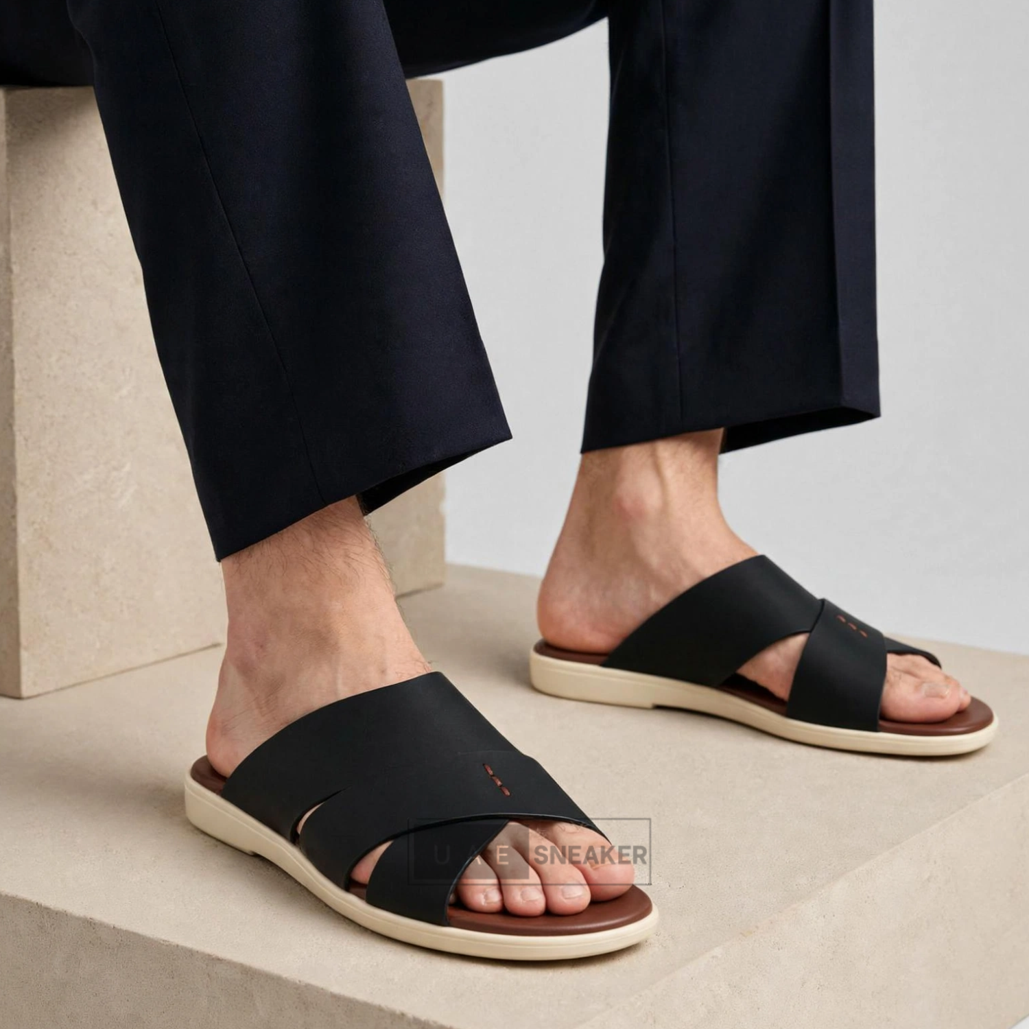 Loro Piana Palm Sandals Black - Image 4