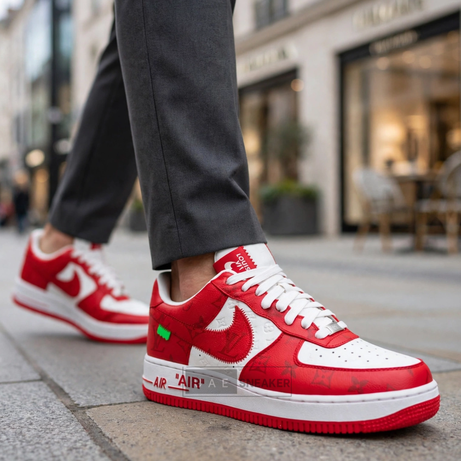 Louis Vuitton x Nike Air Force 1 Low White Red - Image 4