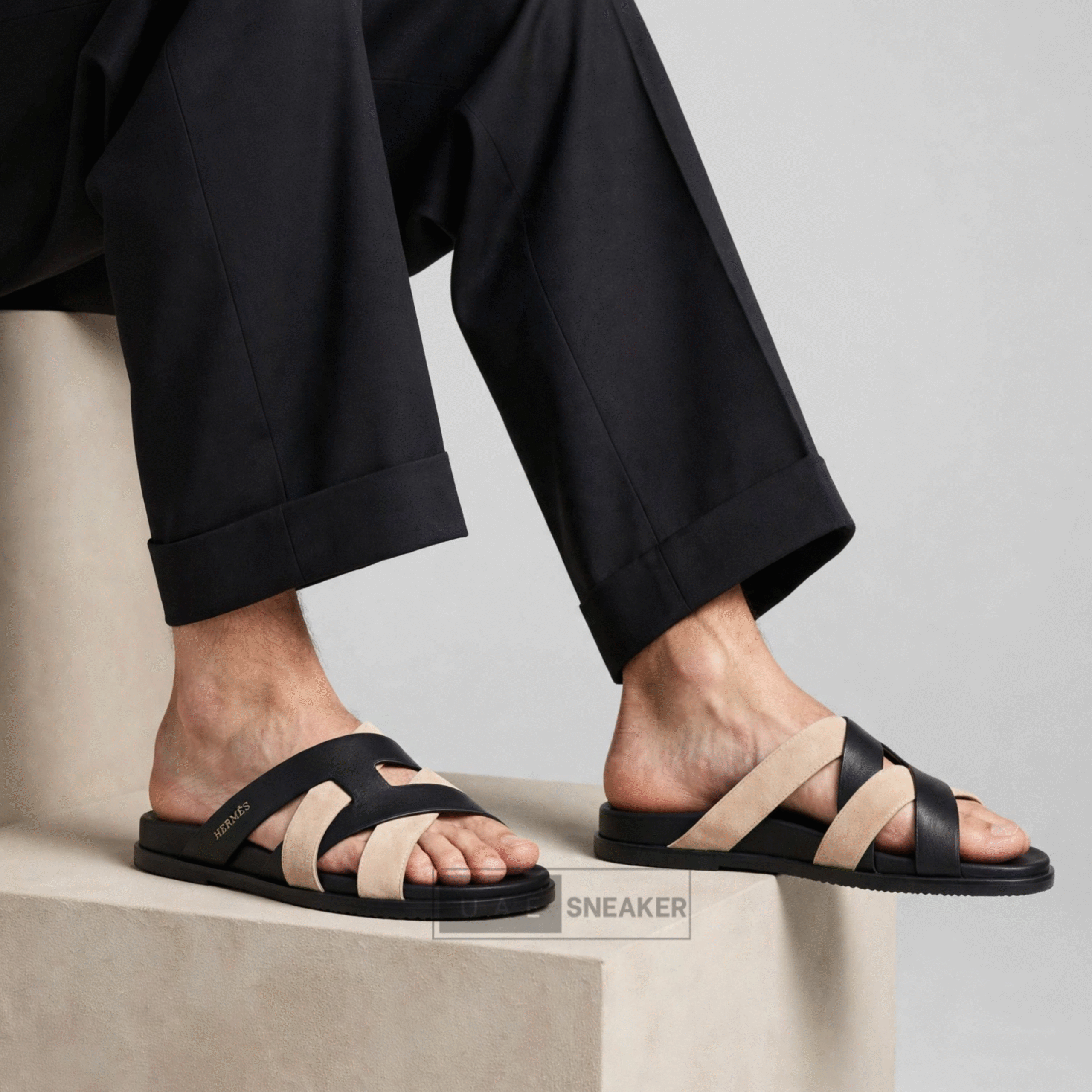 Hermes Kazimir Sandal Black Beige - Image 4