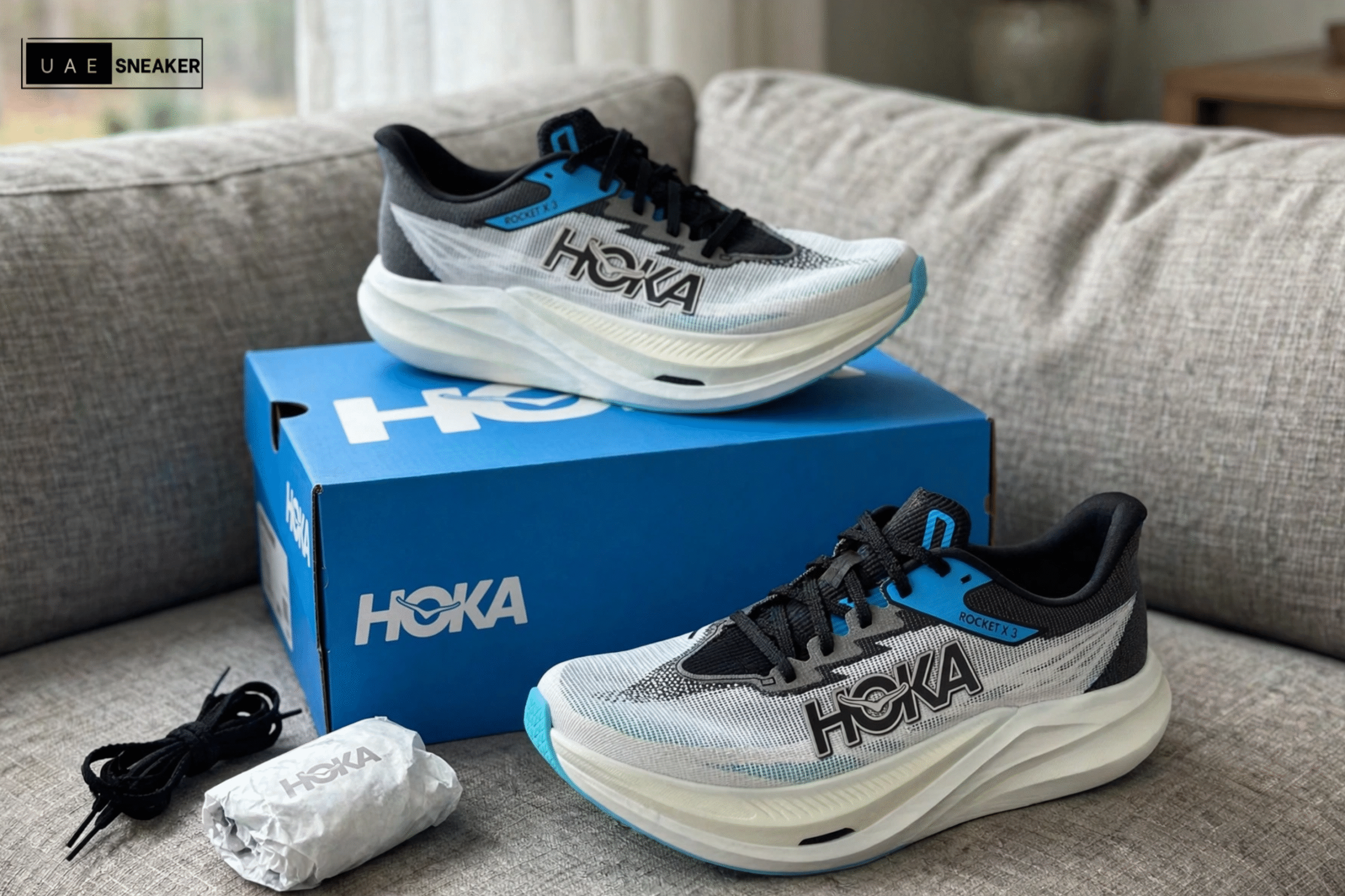 Hoka One One Rocket X 3 White Black Blue - Image 5