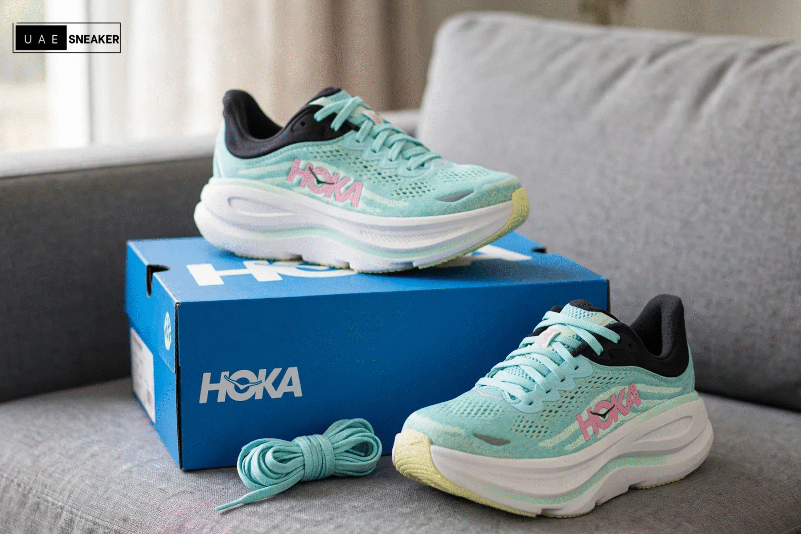 Hoka One One Bondi 9 Blue Spark Mint Fluorite - Image 5