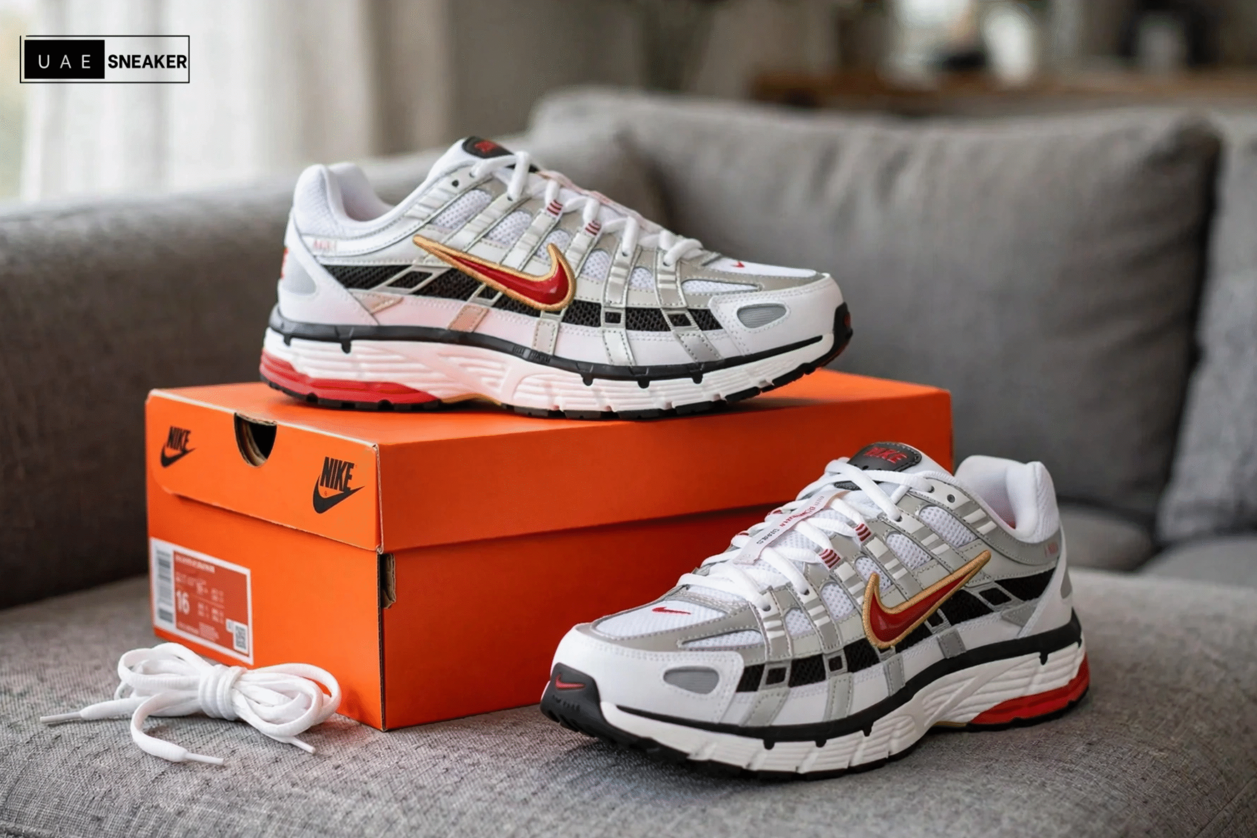 NIKE P-6000 Platinum Varsity Red - Image 5