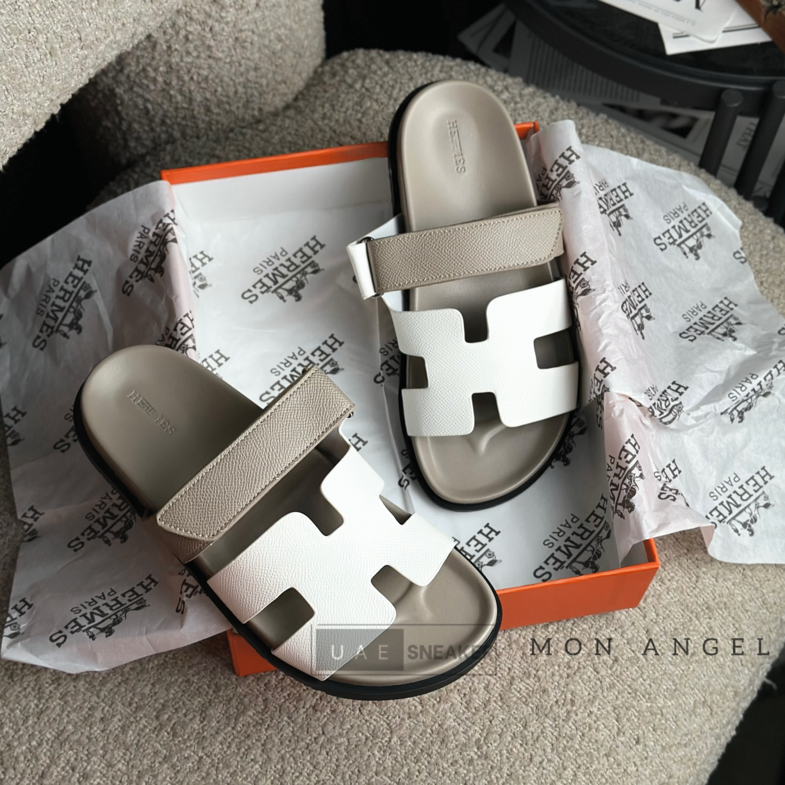 Hermes Chypre Sandals Beige Brown - Image 4