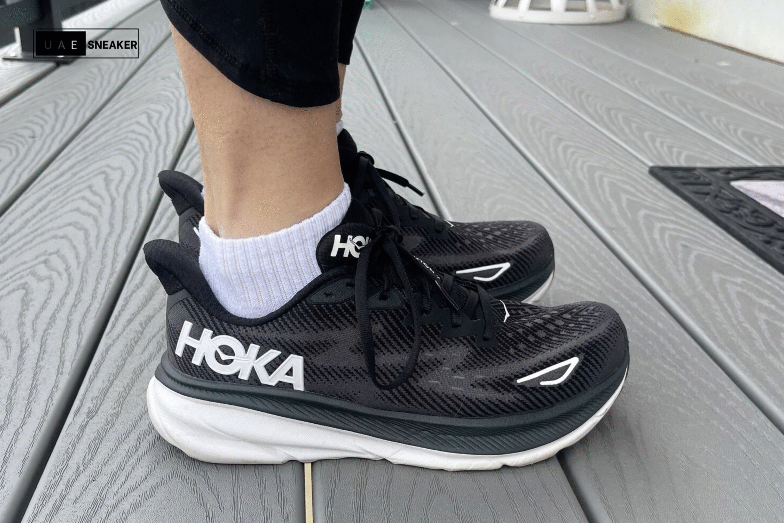 Hoka One One Clifton 9 Black White - Image 5