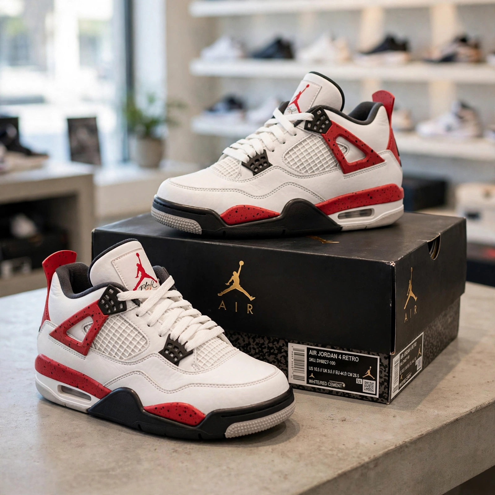 Air Jordan 4 Red Cement Sneakers - Image 2