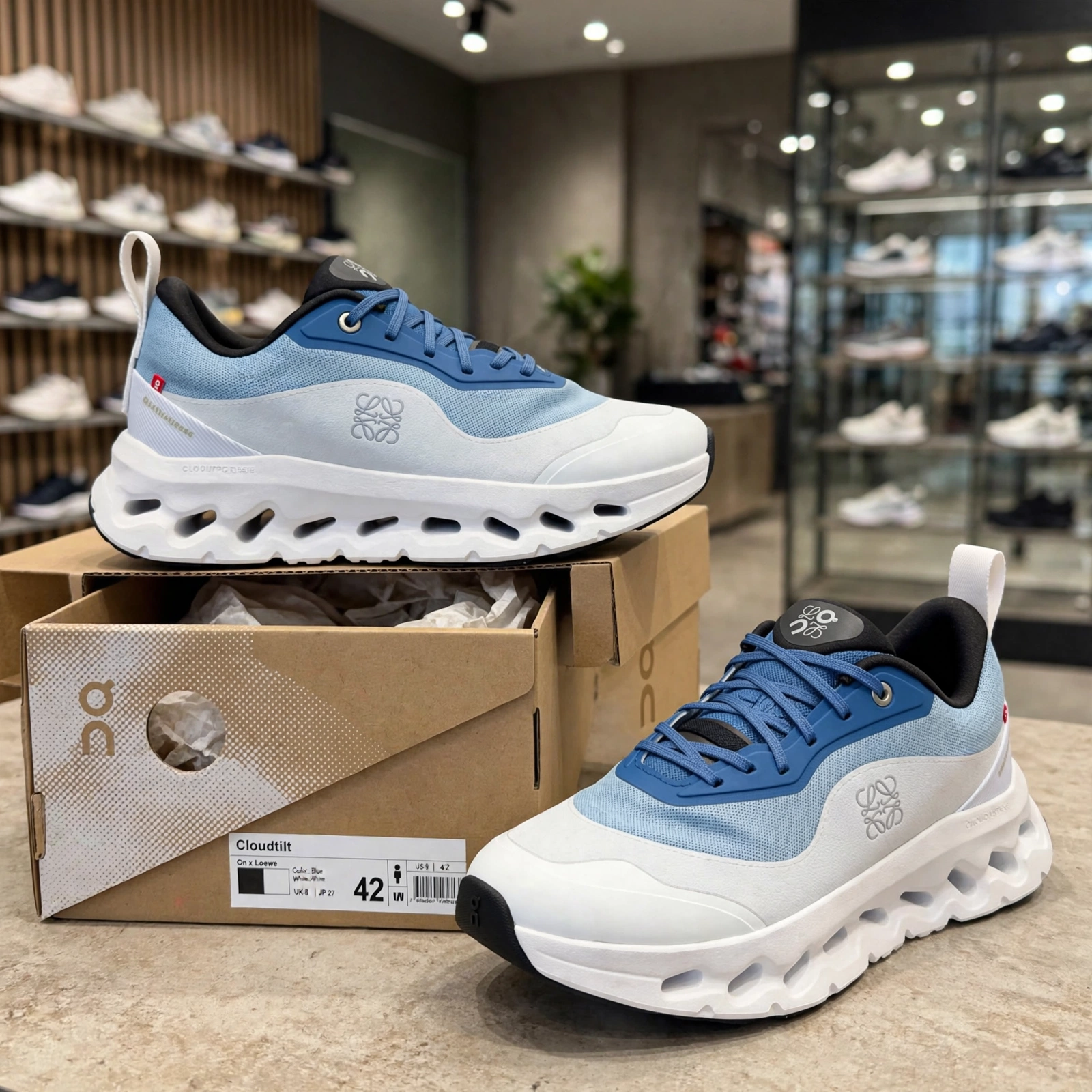 LOEWE X On Cloudtilt 2.0 Running Shoes In Blue White - Image 4