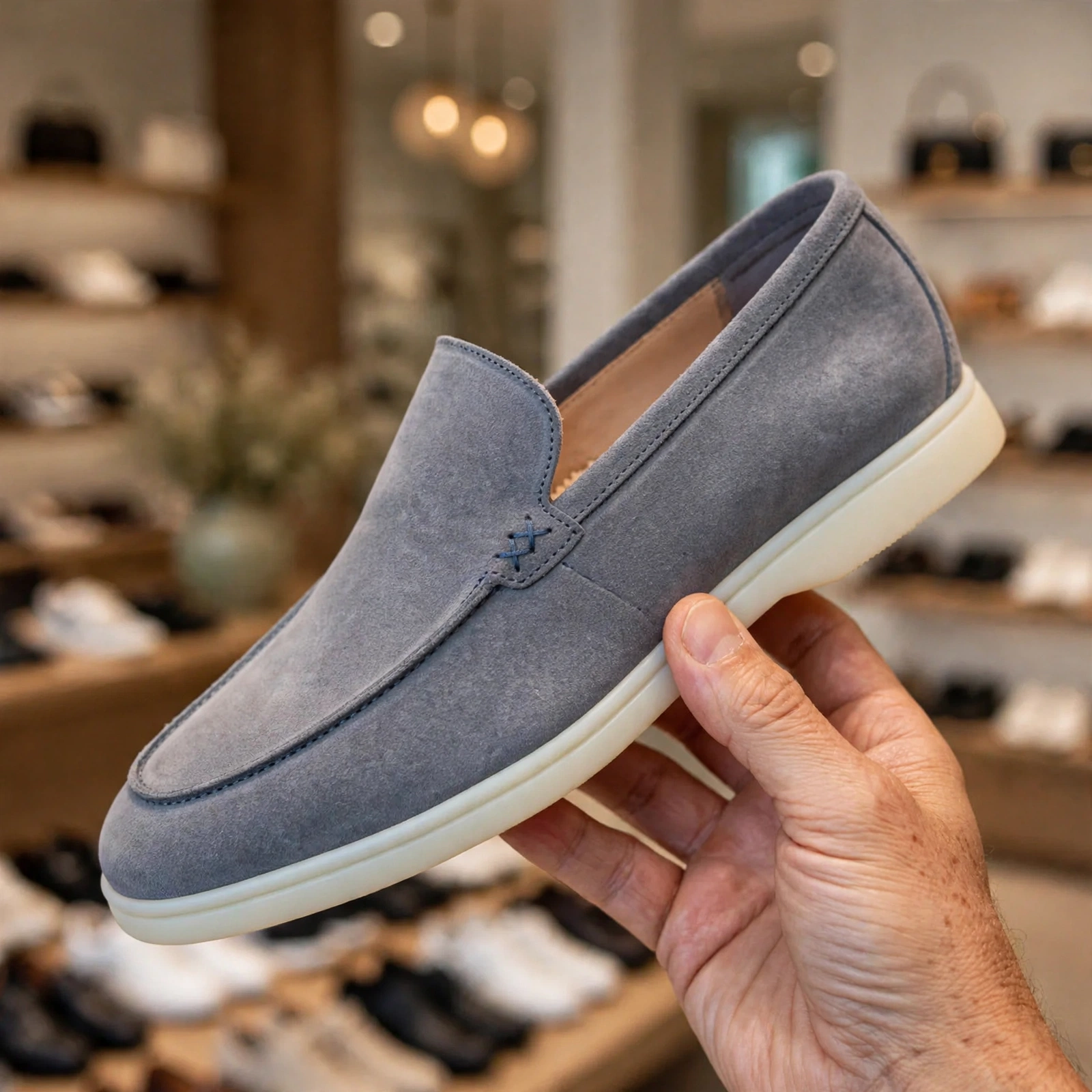 Loro Piana Summer Walk Grey Suede
