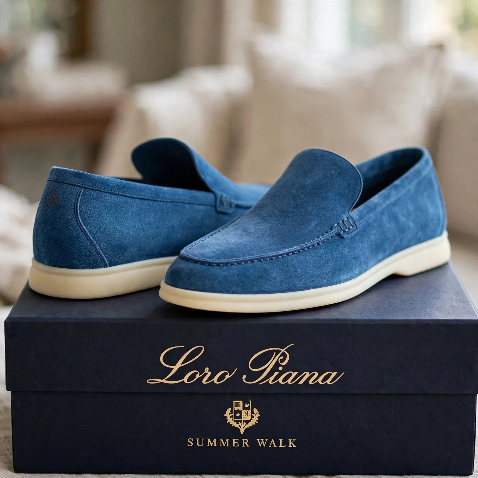 Loro Piana Summer Walk Suede Cobalt Ink - Image 3